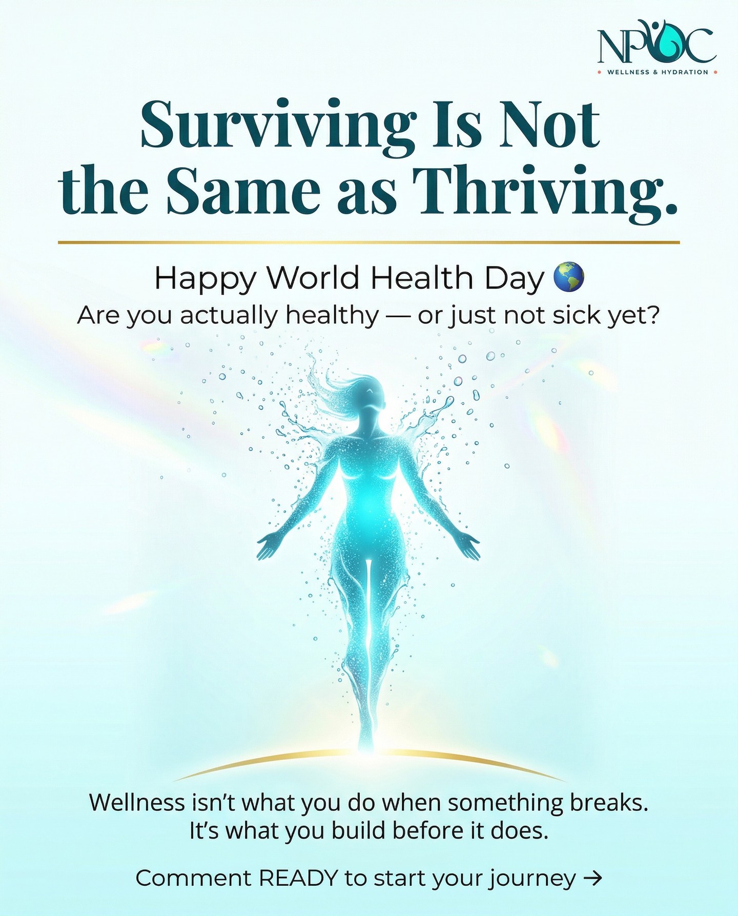 Happy World Health Day 🌍 Are you actually healthy — or just not sick yet? Wellness isn't what you do when something breaks. It's what you build before it does.
Comment READY if you're done surviving and ready to start thriving �
#NPOCWellness
#WorldHealthDay
#PremiumWellness #BaltimoreSpa
#MarylandWellness #SelfCare
#WellnessJourney #FeelYourBest