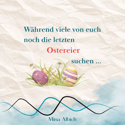 Wie waren eure Ostern? Viele Eier und Schokohasen gefunden? Gab's auch Bücher in euren Osternestern?
Meine Ostern waren wieder sehr produktiv. Vorbereitung auf die nächste Lesung am 14. April bei @posch_wein_gut_zum_lesen .
Und weiterschreiben / - feilen am neuen Krimi, der wieder bei @emons_verlag erscheint.
Mein Osterhase war sehr, sehr brav! Und eurer?
Ich freue mich auf eure Kommentare!
Eure
Mina