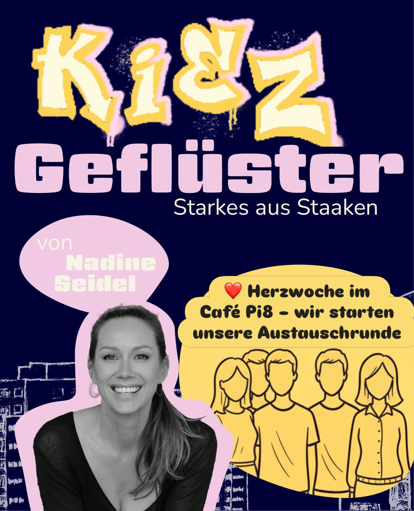 Unser Herz arbeitet jeden Tag für uns.
Die Frage ist: Hören wir ihm eigentlich zu?
In unserer Herzwoche im Café Pi8 schauen wir gemeinsam auf das Herz –
aus drei Perspektiven:
🧬 Dienstag: Herzkrank – was nun?
💔 Mittwoch: Gefühle ernst nehmen
🥗 Donnerstag: Was stärkt mein Herz?
👉 Drei Tage. Drei Blickwinkel. Ein Thema.
Ganz im Sinne unseres biopsychosozialen Ansatzes.
📍 Wann?
Immer in der 1. Woche im Monat
Dienstag bis Donnerstag
⏰ 10:15 – 12:00 Uhr
📍 Wo?
Café Pi8 Pillnitzer Weg 8
✉️ Anmeldung
über unsere Webseite, telefonisch, per Mail
oder persönlich vor Ort
🎧 In unserer aktuellen Podcastfolge erfahrt ihr, worum es in der Herzwoche geht –
und warum sich ein genauer Blick lohnt.
✨ Kiezgeflüster – Starkes aus Staaken.