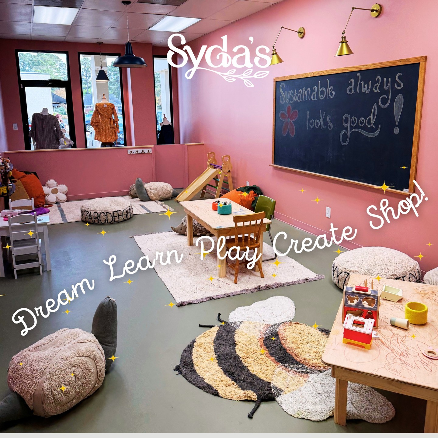 A space designed for play, creativity, and connection. Because at Syda’s, sustainability isn’t just what you wear - it’s how you live.
#SydasBoutique #MindfulLiving #SustainableStyle #PlayWithPurpose