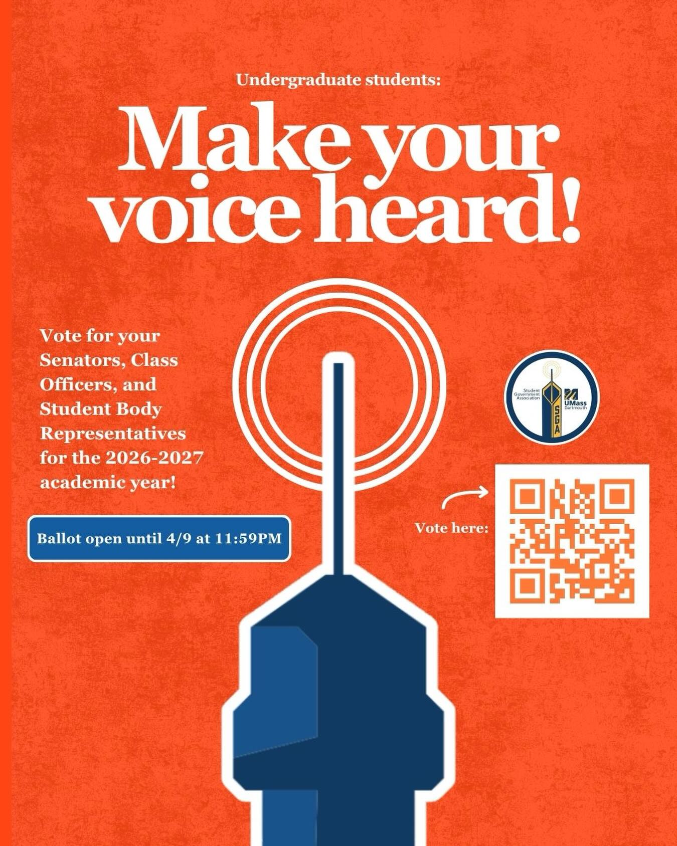 Make your voice heard and vote for your Senators, Class Officers, and Student Body Representatives for the 2026-2027 year! 🗳️📢
Scan the QR code or use the link on our Instagram story to vote from now until Sunday, April 12th at 11:59PM. Good luck to all of our candidates! 🥳🥳🥳
Due to technical difficulties, the ballot has been extended to Sunday April 12th!
https://cglink.me/23G/s189