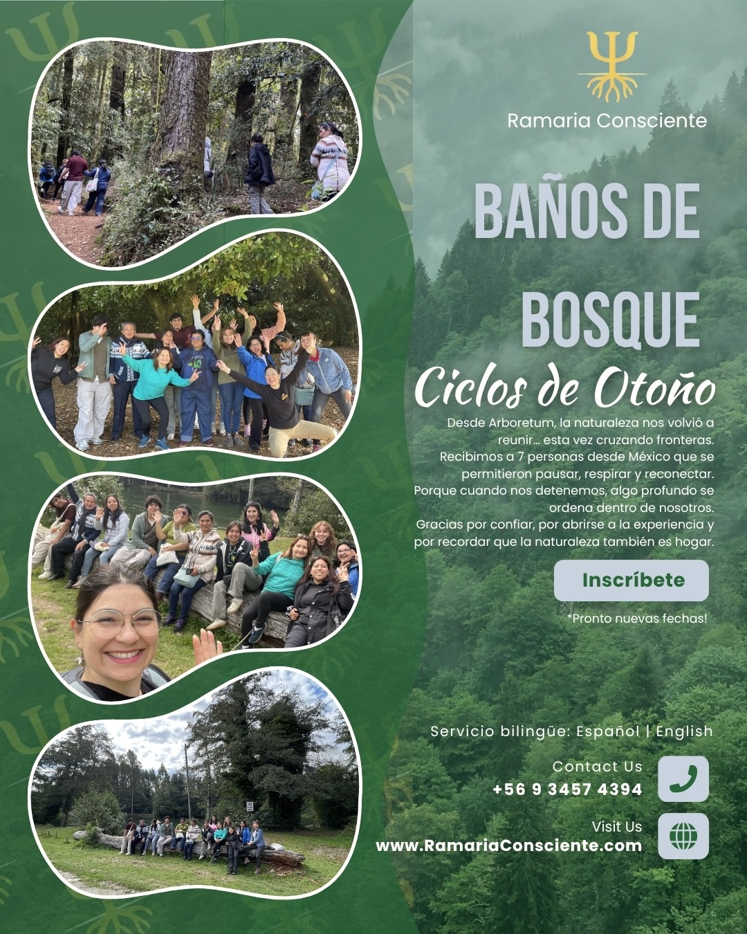 Qué jornada más hermosa y profundamente emotiva vivimos…
En Arboretum no solo compartimos un baño de bosque, sino un momento que nos dejó el corazón llenito de gratitud 💚
Tuvimos la alegría de recibir no solo a participantes locales, sino también a una hermosa familia de México que eligió comenzar la celebración de cumpleaños del padre junto a nosotros 🎂🌎
Fue un encuentro lleno de conexión, presencia y humanidad… de esos que se sienten y no se olvidan
Gracias por confiar, por abrir sus corazones y por permitirnos ser parte de un momento tan significativo 🙏
#RamariaConsciente #BañosDeBosque #Gratitud #NaturalezaQueSana #ExperienciasConSentido