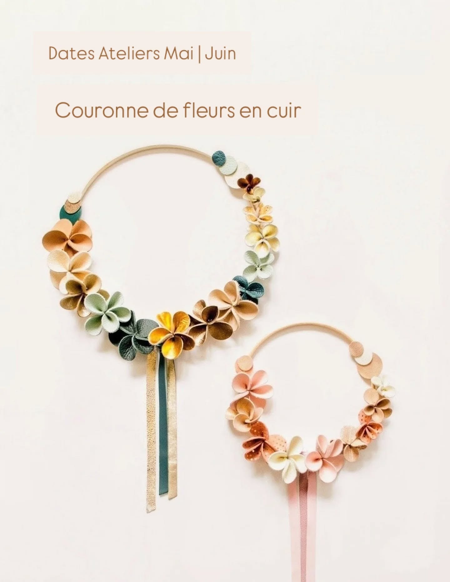 -- Dates des ateliers Couronnes de fleurs en cuir --
Plongez dans une expérience artisanale au cœur de mon atelier de maroquinerie 🤍
Lors de cet atelier, je vous guide pas à pas dans la fabrication d’une couronne de fleurs en cuir, de la sélection des cuirs aux finitions.
Vous apprendrez des gestes précis — coupe, façonnage, assemblage — et découvrirez les outils et matières nobles que j’utilise pour mes créations.
Chaque couronne est unique, pensée et réalisée par vous, avec soin et attention.
C’est un atelier parfait pour partager un moment créatif en famille ou entre ami·e·s, tout en apprenant un vrai savoir-faire artisanal 💛
📅 Dates disponibles sur le site (lien en bio) — places limitées
À bientôt
Marion
#ateliercuir #couronnedefleurs #savoirfaire #artisanatfrancais #maroquinerie