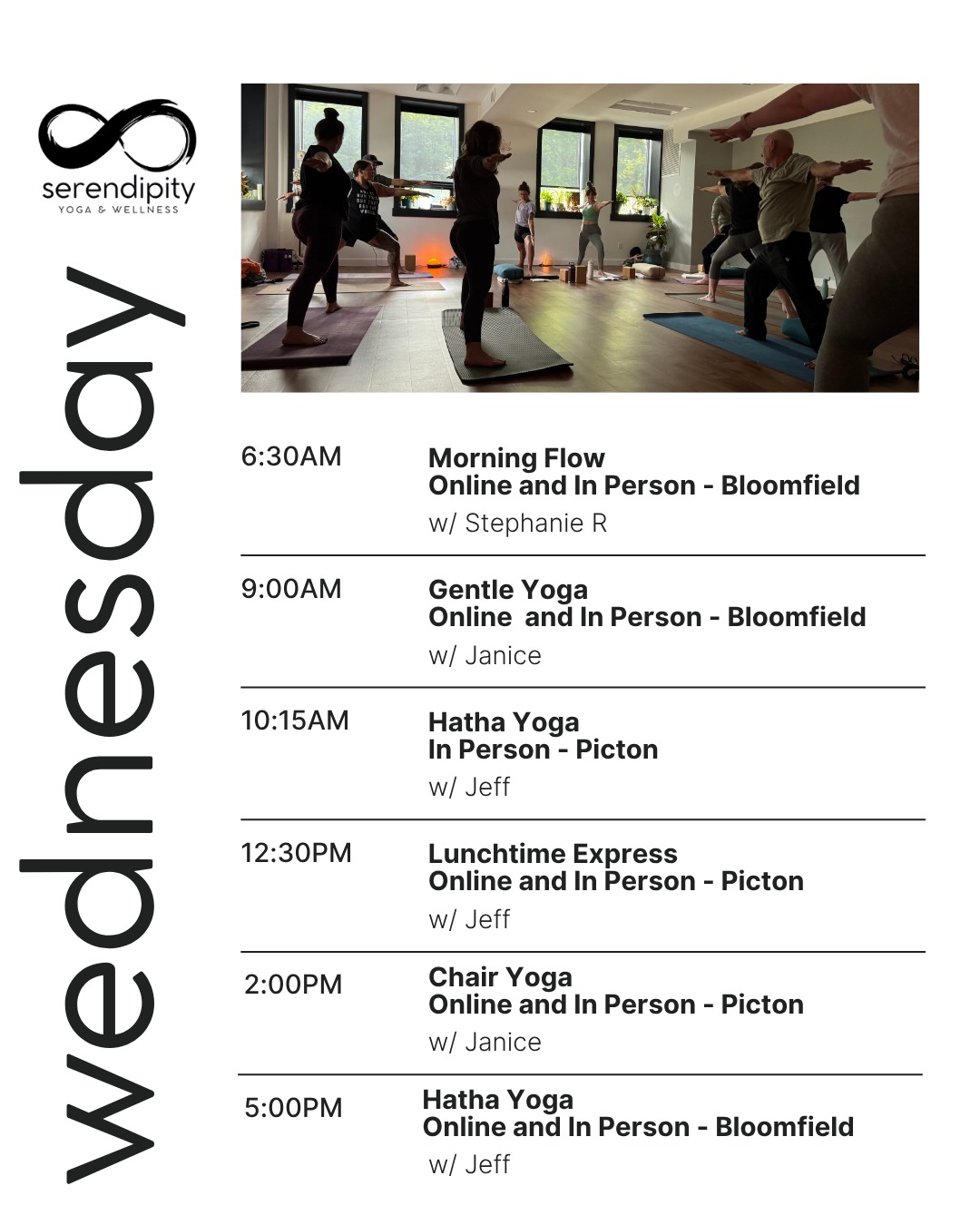 Midweek movement is waiting for you at Serendipity Yoga.
Join us this Wednesday in Bloomfield and at The Armoury in Picton, with options to practice in person or online from wherever you are. Whether you are stepping onto your mat for energy, strength, mobility, or a reset in the middle of a busy week, there is a space for you here.
Stephanie, Jeff, and Janice are ready to guide you. Show up as you are and let your practice meet you there.
See you Wednesday.
#serendipityyoga
#yogapec
#healthymovementyourway
