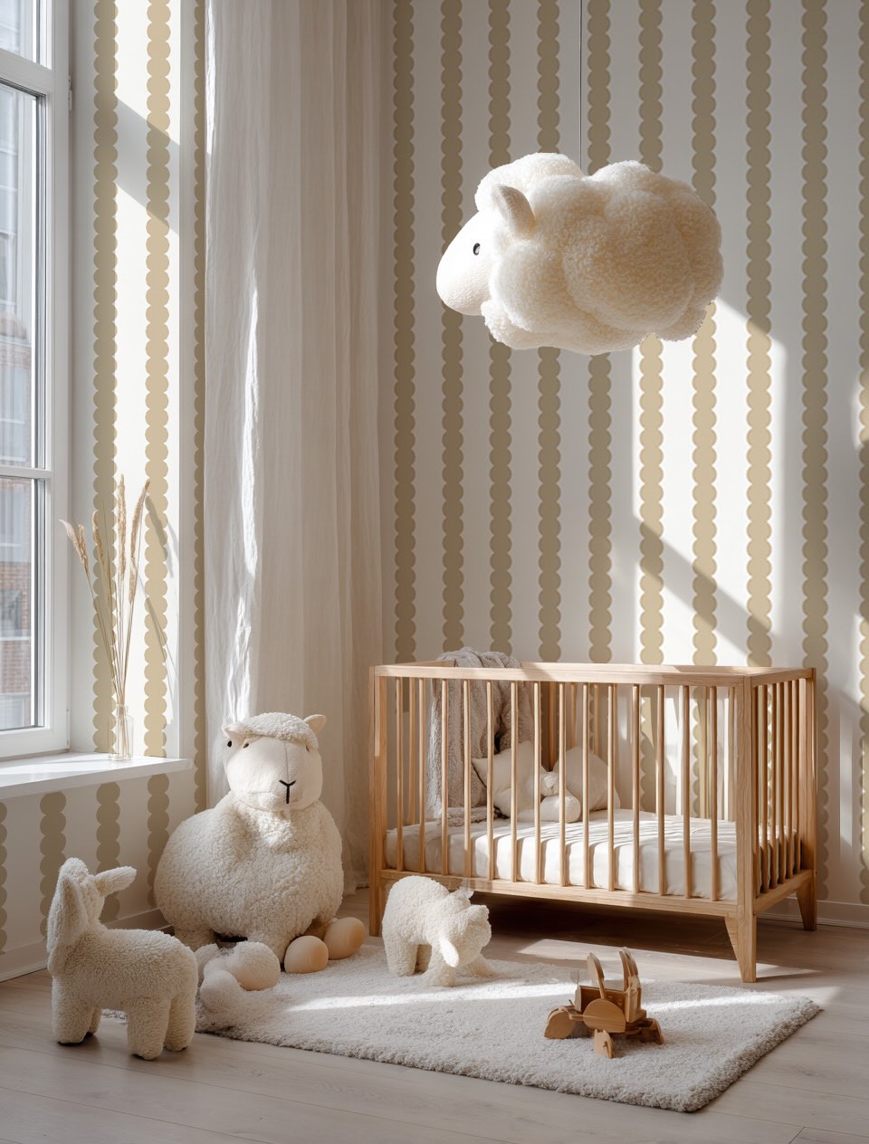 Our Candy Cloud wallpaper, inspired by delicate scallops, creates a cozy and charming feel in every space. Love it 🥰
