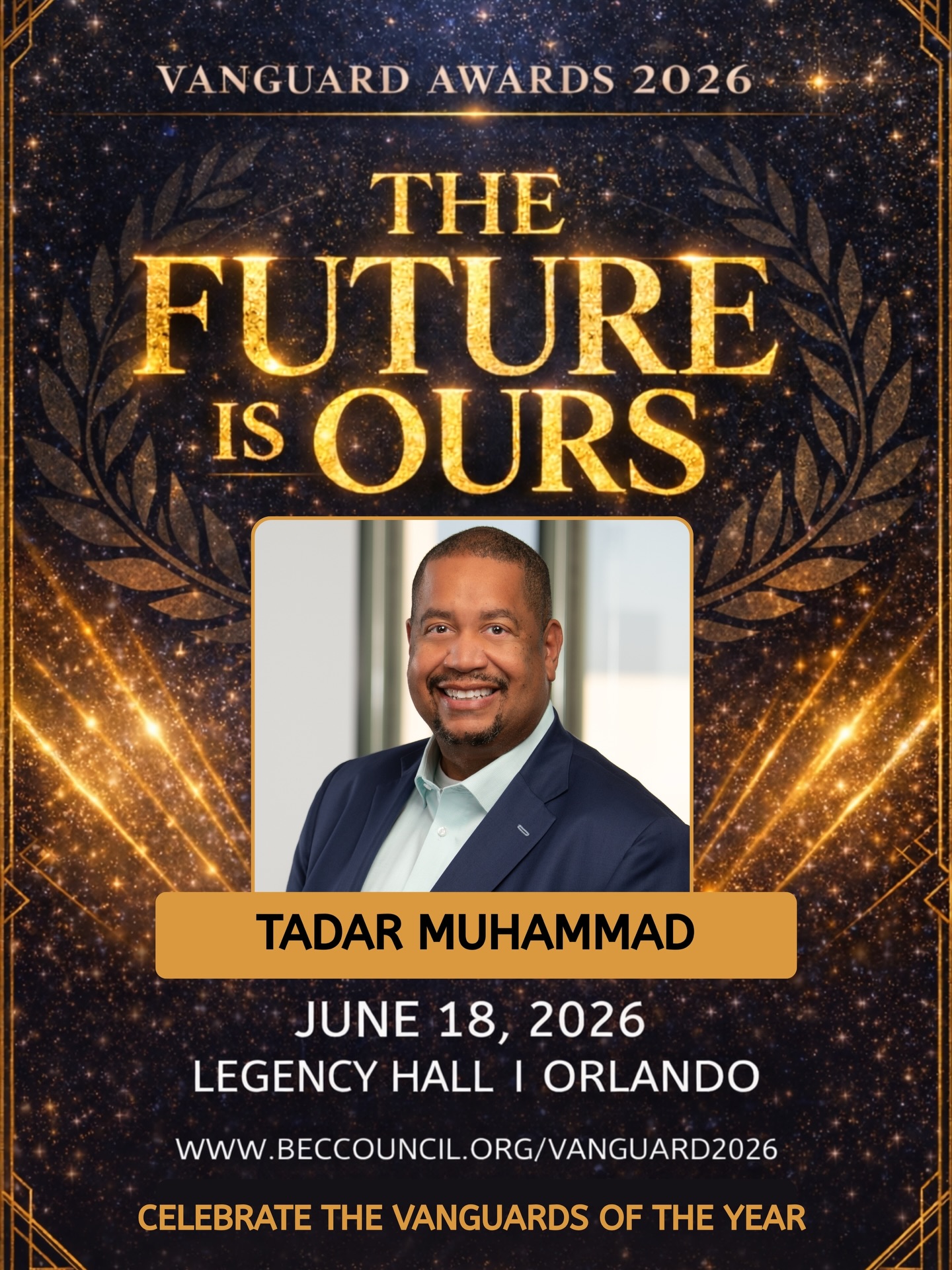 We are proud to recognize Tadar Muhammad as our Vanguard of Economic Empowerment at the 2026 Vanguard Awards.
As Chief Operating Officer and First Vice President of CareerSource Central Florida, Tadar leads efforts that pour more than $35 million into workforce development across our region. That means over 27,000 career seekers gaining access to real opportunities and nearly 3,500 businesses connected to the talent they need to grow.
This is what economic empowerment looks like in real life.
Tadar shows up for this community in every room, building partnerships, creating pipelines, and making sure people have a real shot at stability and success.
Join us as we celebrate Tadar Muhammad and a powerful lineup of leaders who are shaping our community every day.
Secure your table or ticket today:
www.beccouncil.org/vanguard2026
Be in the room. This is what impact looks like.