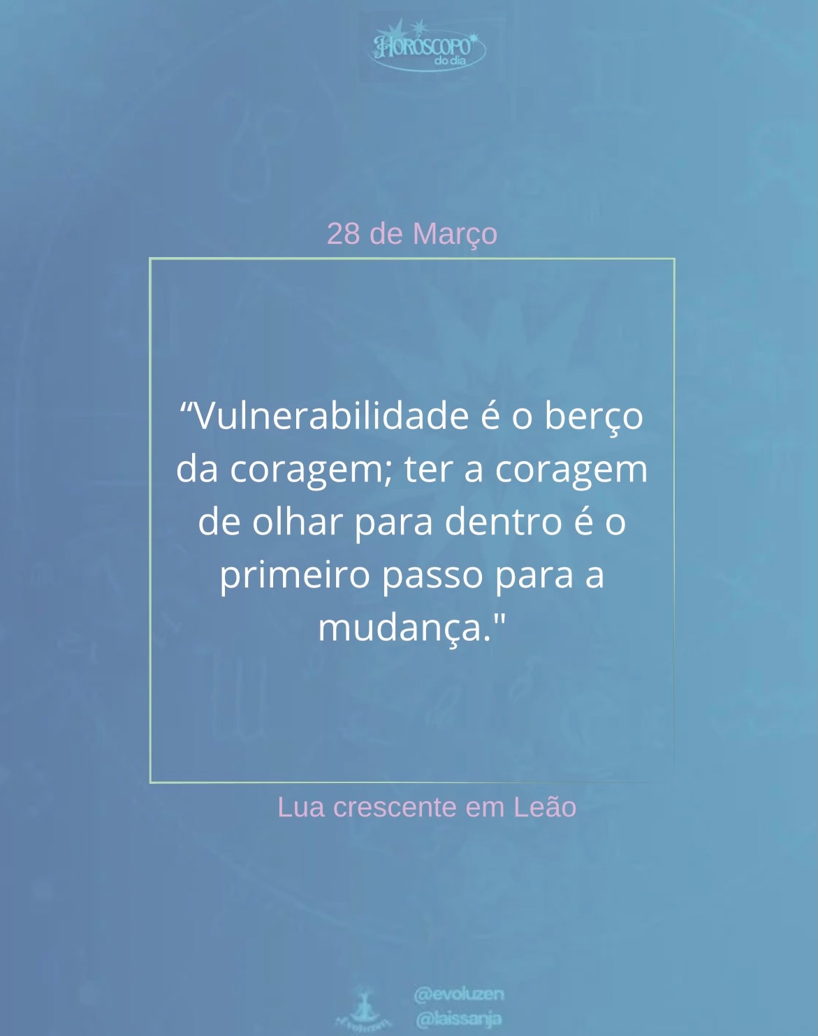 28 de março 🌟✨
A Lua segue em Leão durante todo o dia e mantém o movimento mais voltado para expressão, posicionamento e presença, mas isso não significa agir de qualquer forma ou simplesmente se expor sem consciência. Depois dos ajustes internos dos últimos dias, existe agora uma necessidade maior de mostrar, sustentar e dar forma externa àquilo que foi percebido. Não é mais sobre guardar ou apenas sentir, é sobre como você se coloca a partir do que já entendeu.
Esse movimento acontece em um céu que ainda carrega peso e consequência, já que o processo iniciado com Saturno continua ativo e o sextil com Plutão segue atuando no fundo, trazendo uma exigência de coerência entre o que se diz, o que se faz e o que realmente pode ser sustentado ao longo do tempo. Não é um dia de expressão vazia, é um dia que pede responsabilidade sobre aquilo que você decide mostrar, afirmar ou iniciar.
A Lua em Leão amplia a necessidade de reconhecimento, de validação e de afirmação pessoal, mas também evidencia onde existe insegurança ou necessidade excessiva de aprovação. Isso pode aparecer de forma mais sutil ou mais direta, dependendo da forma como você vem lidando com suas escolhas e com a própria confiança.
O dia favorece atitudes mais conscientes, posicionamentos mais claros e decisões que partem de um lugar mais alinhado com aquilo que já foi percebido ao longo da semana. Existe mais força, mais presença e mais possibilidade de agir, mas isso só se sustenta quando existe verdade no que está sendo colocado.