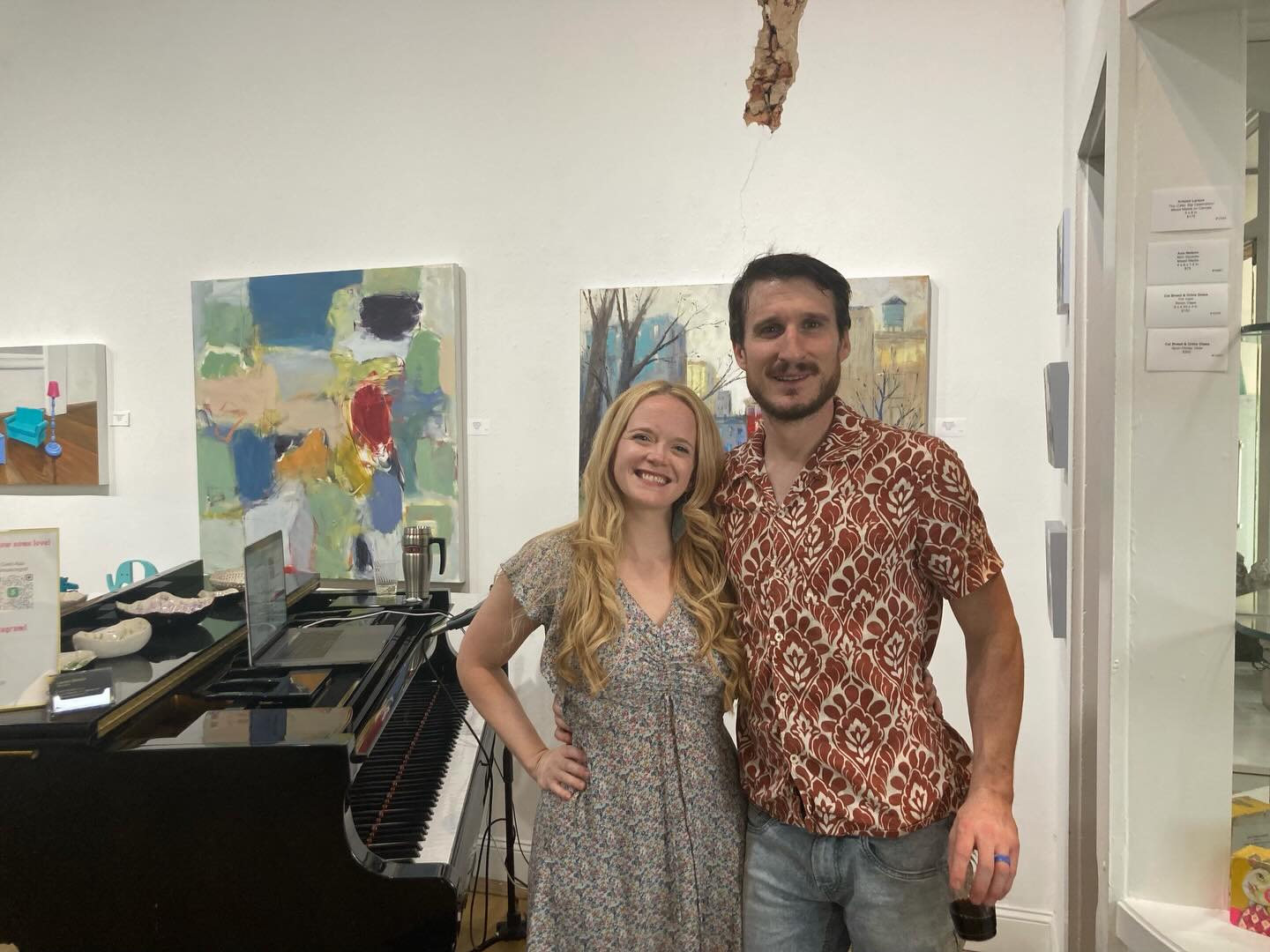 At my gig last night at @dkcontemporarygallery in the @mariettasquare for the first Friday @mariettasquareartwalk! My husband is my greatest supporter. Thanks to everyone who came out! It was a great time!