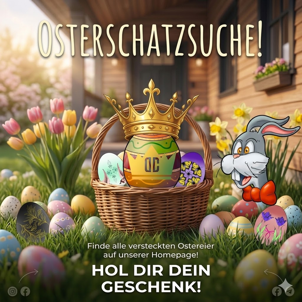 🐰 OSTERSCHATZSUCHE!
Ostern wird bei uns zum Abenteuer! Wir haben Ostereier auf unserer Homepage versteckt – und wer sie alle findet, bekommt ein Geschenk von uns! 🎁
Trau dich, schau genau hin und klick dich durch – manche Eier sind gut versteckt! 😏
Wie viele es sind? Das bleibt unser Geheimnis. Nur eines verraten wir: Es lohnt sich, jede Ecke unserer Seite zu erkunden.
Unser Osterhase auf der Homepage verrät dir, ob du schon alle Eier gefunden hast. Suchen lohnt sich, dein Geschenk wartet auf dich! 🐣🎁
📍 DC Tattoo Saphir | Bahnhofstraße 34, Zeltweg
Frohe Ostern! 🌷