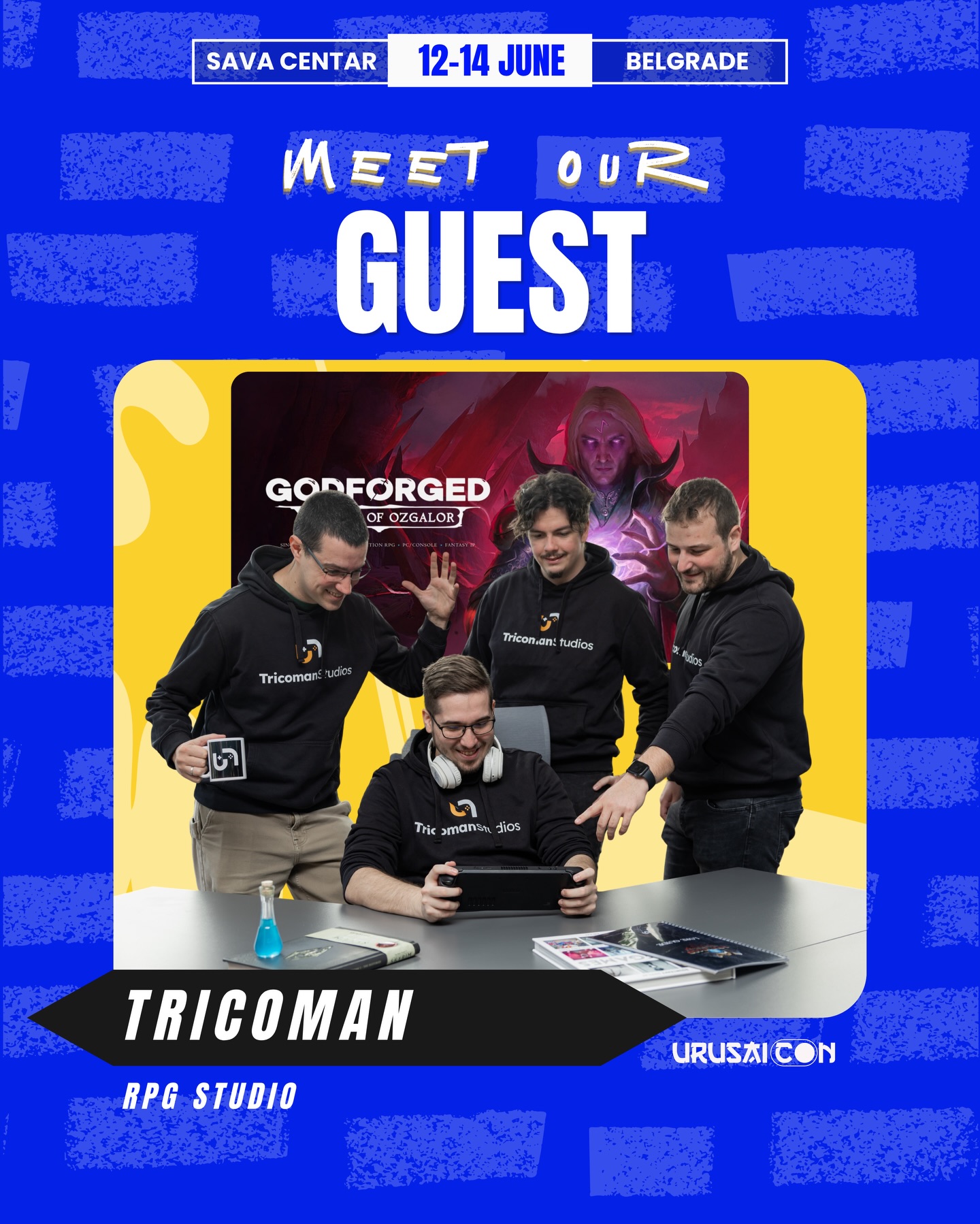 Urusai Con 2026 welcomes @tricoman.studios
Don’t miss testing @godforged.game in the Gaming Zone and join their panel to learn more about game development this June at @urusai.con
🎫 Tickets available now @tickets.rs