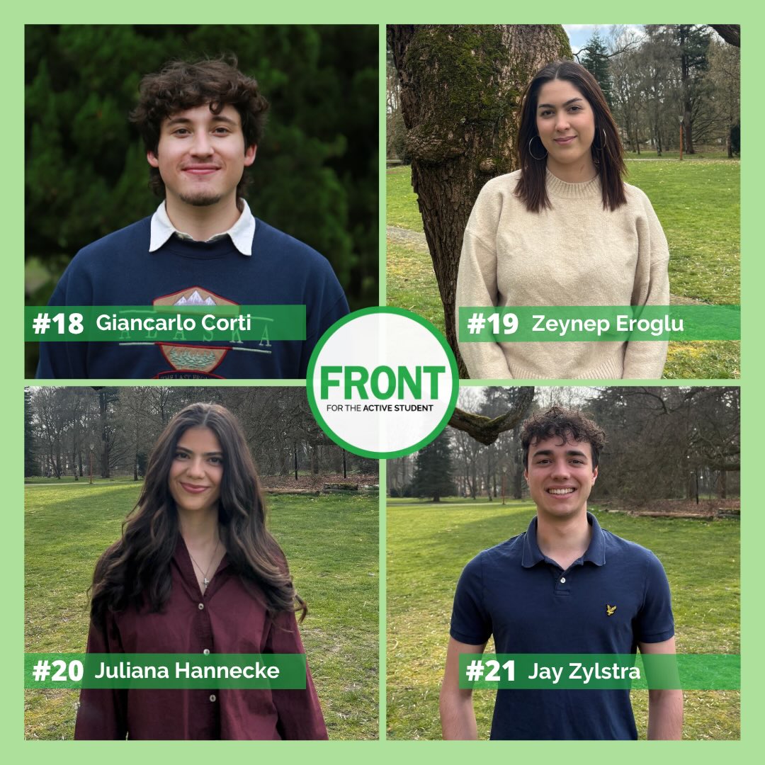 ๐๐ง๐ญ๐ซ๐จ๐๐ฎ๐๐ข๐ง๐ ๐จ๐ฎ๐ซ ๐๐ข๐ฌ๐ญ ๐๐ฎ๐ฉ๐ฉ๐จ๐ซ๐ญ๐๐ซ๐ฌ! ๐๐ผ
Our list is filled with all active students who support Front & stand behind our vision. Today we introduce:
#21 Jay Zylstra - Logistics Manager of @topweek013
#20 Juliana Hannecke - Head of Marketing of @aiesec.nl
#19 Zeynep Eroglu - committee member, trainer and coach of @tsvvgepidae
#18 Giancarlo Corti - Project Manager of @hobbee.bzz
Interested in what these associations do? Take a look at their Instagram account.
Vote Front on the 20th, 21st and 22nd of April!๐