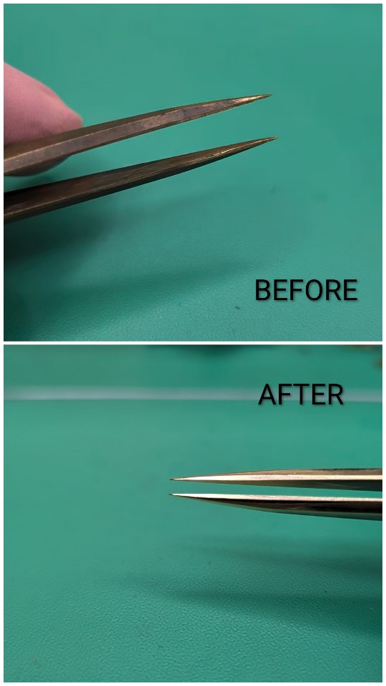 We’ve all got that one drawer where good tools go to be forgotten. I unearthed these brass tweezers today in my lathe bench and couldn’t let them stay in the state they were in any longer.
Brass tweezers are essential for handling delicate parts without marring, but the soft metal is prone to wear. After a progressive run through the diamond laps (240 to 3000 grit) and a final pass on a fine stone, they’re sharper than the day they were bought. I also run a 600 grit stone, (and sometimes a no. 6 cut file) on the inside of the tweezers to both flatten and give some grip.
They’re officially out of retirement and ready for the next movement.
What’s one tool on your bench that’s currently overdue for some TLC?
#Horology #Tweezers #ToolRestoration #Watchmaking #PrecisionTools