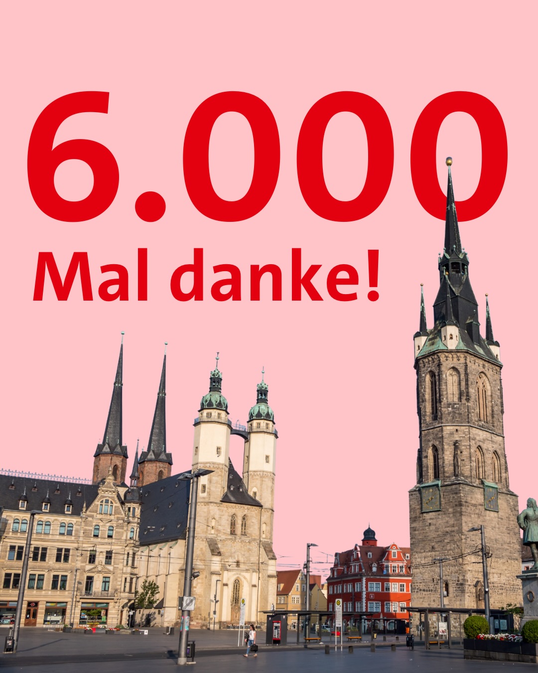 6.000 𝗠𝗮𝗹 𝗱𝗮𝗻𝗸𝗲
Wir haben die 6.000 geknackt. Und ich bin ganz ehrlich: Das freut mich sehr! Denn es ist mehr als nur eine Zahl. Dahinter stehen Menschen, die sich für Halle, für die Themen unserer Stadt und für politische Debatten interessieren.
Dieser Account ist für mich nicht einfach nur ein Kanal, sondern auch ein Ort für Austausch, Widerspruch, Zuspruch und manchmal ganz neue Gedanken.