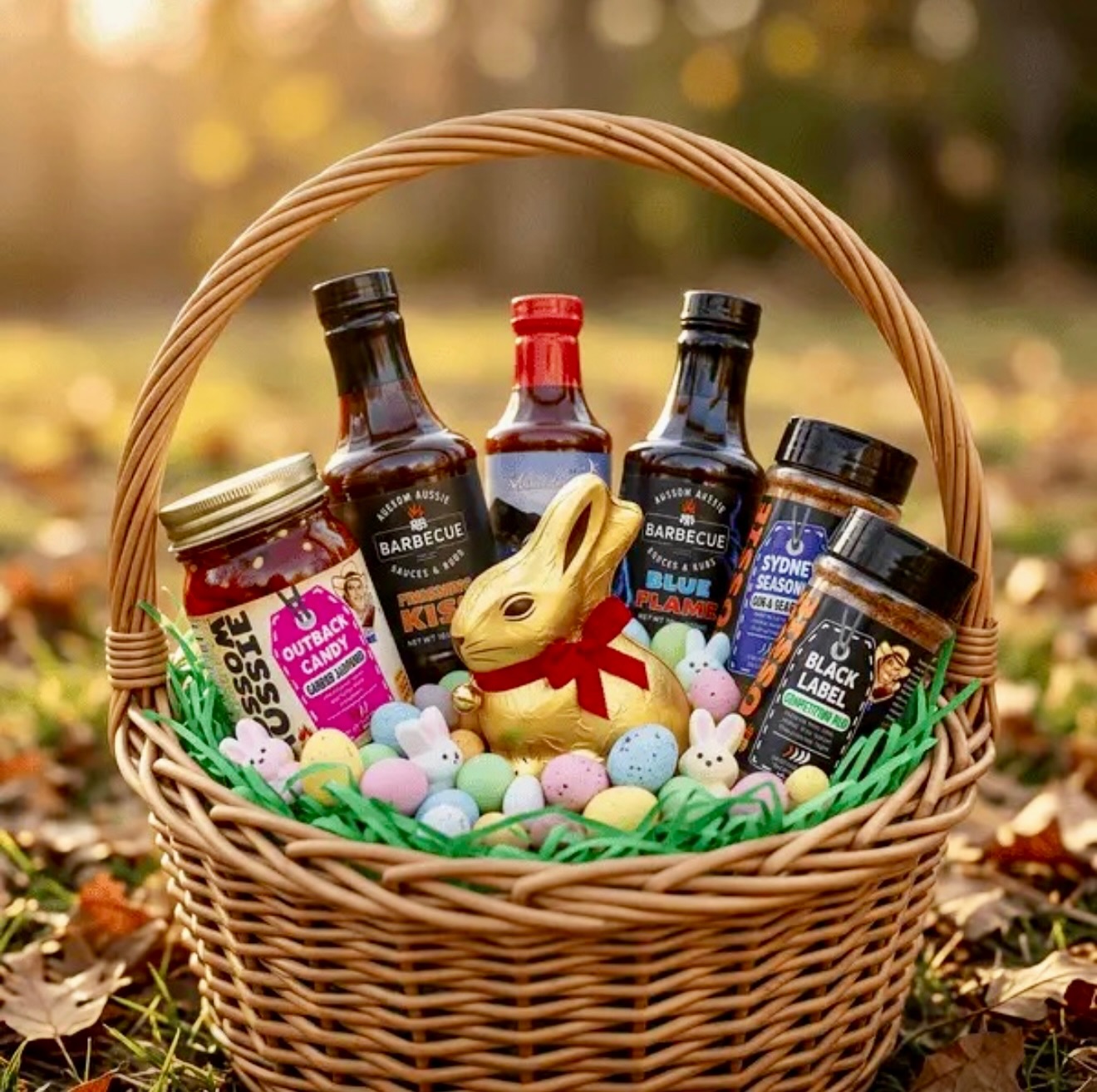 The Easter Bunny upgraded this year… and brought the good stuff.
Chocolate? Yep.
Candy? Of course.
But the real treats? Aussom Aussie sauces, rubs, and Outback Candy ready to fire up your Easter feast.
Because nothing says Easter like sweet, smoky, next-level BBQ. Head to our website and build your own ultimate basket. Cheers mate!
#AussomMoments #TeamAussom #AussomEats #BBQlife #HappyEaster