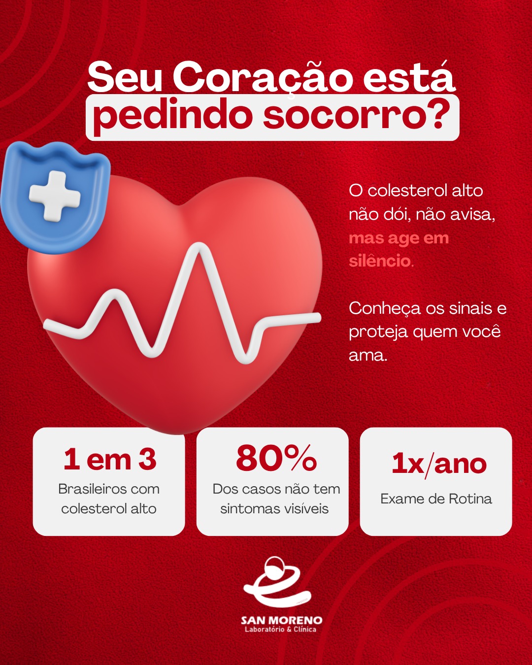 🫀 Ele age em silêncio — mas você pode agir primeiro.
O colesterol alto raramente dá sinais. Mas isso não significa que ele não está causando dano. Placas vão se formando nas artérias aos poucos, aumentando o risco de infarto e AVC sem nenhum aviso prévio.
📌 O que você precisa saber:
✔️ 1 em cada 3 brasileiros tem colesterol elevado
✔️ 80% dos casos são assintomáticos
✔️ Uma simples coleta de sangue revela tudo
A boa notícia? Com acompanhamento certo, alimentação e hábitos saudáveis — é totalmente reversível. 💪
#Colesterol #SaúdeDoCoração #ClínicaSanMoreno #BemEstar #Cardiologia #Prevenção #VidaSaudável