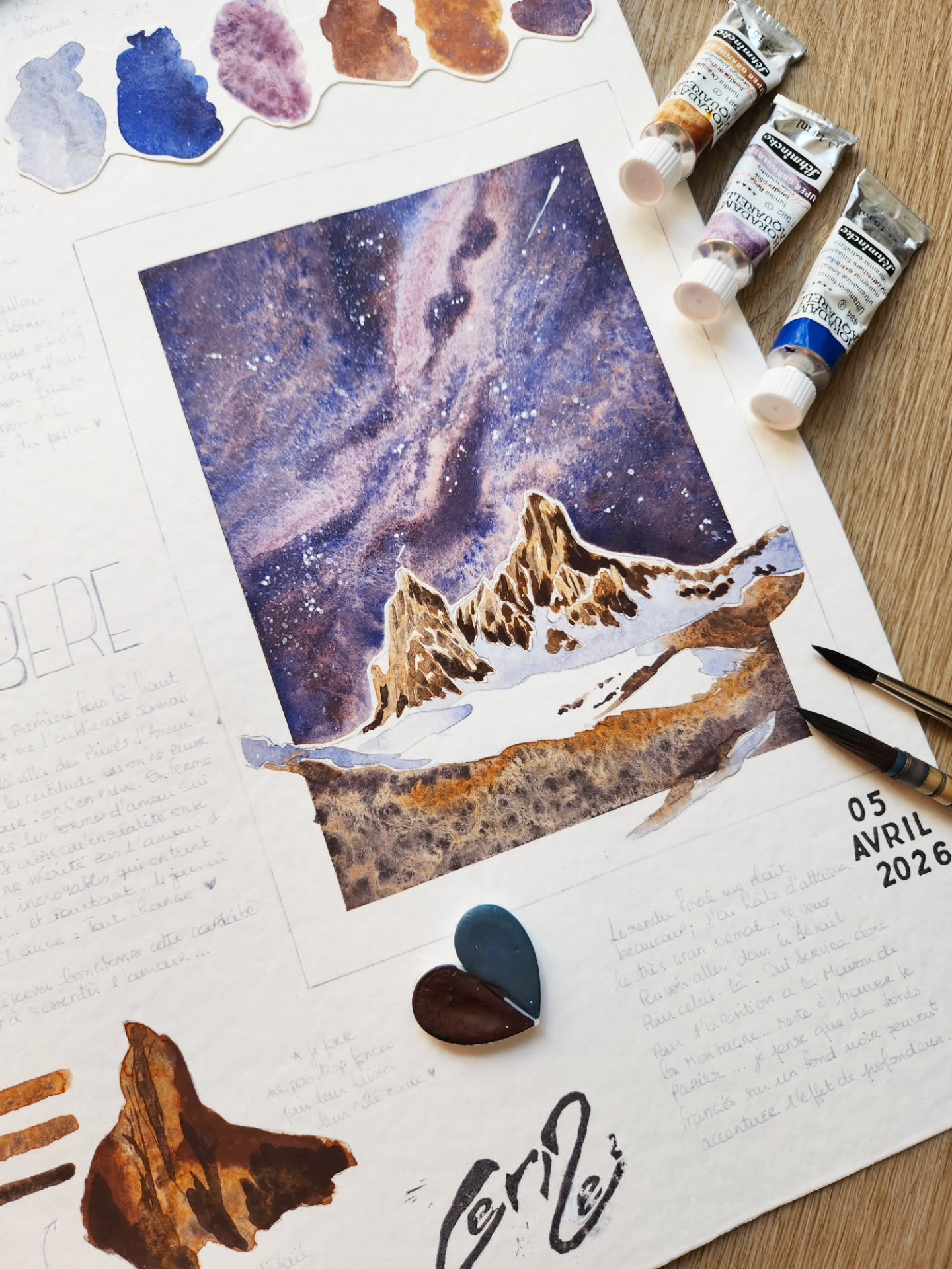 💜 Ansabère 🌌
En septembre 2023, je découvrais le temps d'une journée les magnifiques Aiguilles d'Ansabère. J'ai eu la chance rare de les voir rougir et se découper dans le ciel au départ de la randonnée. C'est quelque que je n'oublierais jamais...
Pour cette année 2026, j'ai décidé de mettre à l'honneur les Pyrénées à travers 12 illustrations. Pour chacune, je vais réaliser une planche d'étude et une illustration très grand format à l'aquarelle ou dans un autre médium...
La série Fragments du Regard - Couleurs des Pyrénées illustre l'idée que "Chaque lieu mérite une page"
Et puisque j'ai pu admirer les Aiguilles hier, j'ai décidé de leur rendre hommage dans une nouvelle illustration.
N'hésitez pas à vous inscrire à la newsletter sur mon site pour recevoir en avant première certaines informations (Expositions et Impressions à venir 😉💜)
#fragmentsduregard #unlieuunepage
#carnetdevoyage #Pyrénées
©️ Les pages de mes carnets sont mon outil de travail artistique. Je les partage ici comme source d’inspiration, tout en veillant à préserver leur caractère unique.
Si tu souhaites apprendre à créer les tiennes, je propose également des guides et des ateliers.