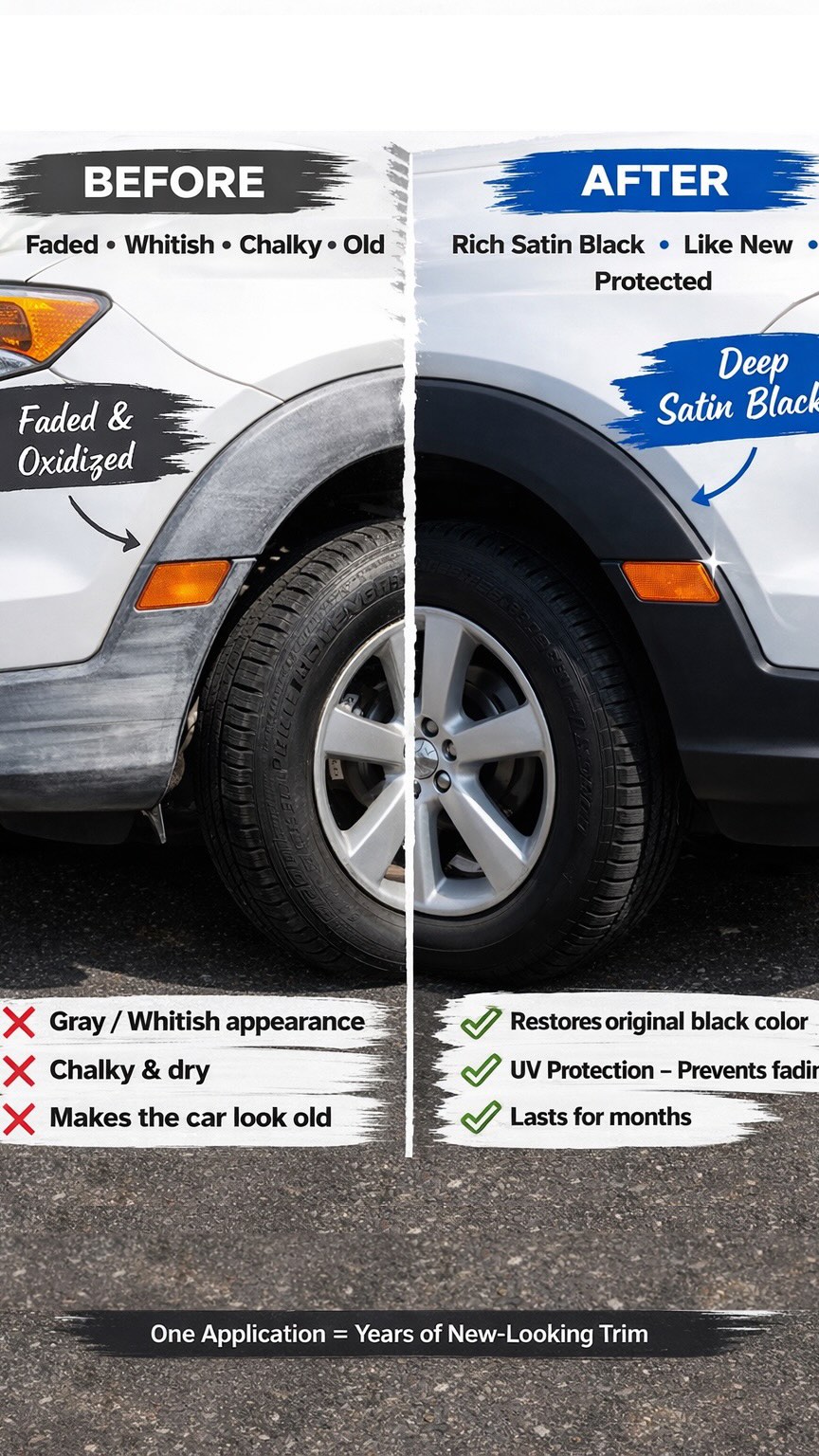 Faded, grey plastic trim can make even a clean car look aged!
DMS Car Care’s professional trim restoration process uses a specially engineered ceramic coating to revive dull plastic and bring it back to a deep, satin black finish that looks like new — with long-lasting protection.
#DMSCarCare #CarDetailing #TrimRestoration #CeramicCoating #CarCare