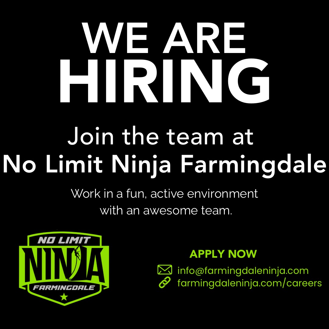 🚨 WE’RE HIRING AT NO LIMIT NINJA FARMINGDALE 🚨
Looking for a fun, high-energy job where you can make an impact and be part of an amazing team? We’re hiring for multiple positions both onsite and offsite:
🔥 Coach
🔥 Senior Coach
🔥 Party Lead
🔥 Event Host
🔥 Party Coach
🔥 Mobile Ninja Event Crew
🔥 Summer Counselors
If you love working with kids, bringing energy, and being part of unforgettable experiences, we want to hear from you 💪
Join the team that keeps the action moving every day at No Limit Ninja Farmingdale.
📲 Visit farmingdaleninja.com/careers to submit your application today.
#NoLimitNinjaFarmingdale #NowHiring #NinjaCoach #SummerJobs #EventStaff PartyHost LongIslandJobs FitnessJobs KidsActivities JoinOurTeam