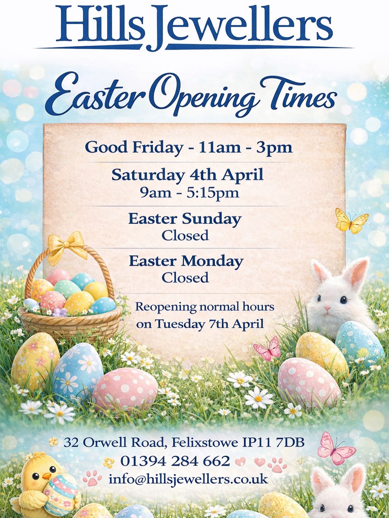 🐰 Our Easter Opening Times 🐥