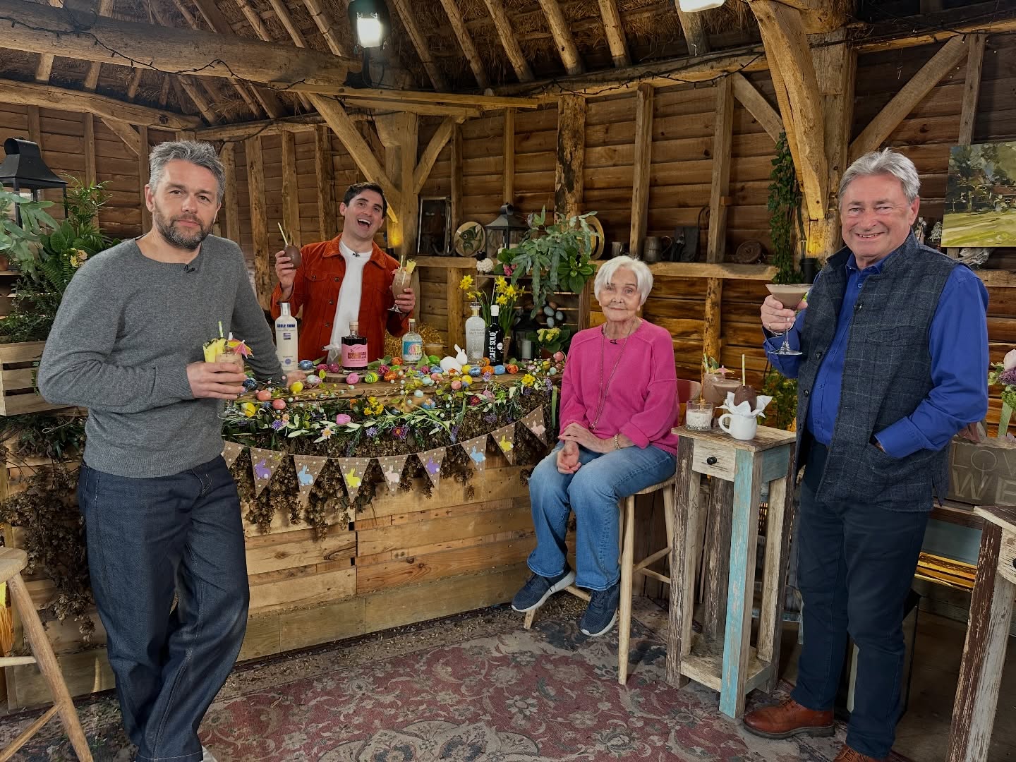 Loads of fun dishing out my Easter Choc-tails on @itvloveyourweekend this morning with @alantitchmarshcbe Dame Sheila Hancock & @julianovenden
Full recipes in my Story & Highlights - posted after the show.
9.30-11.30 ITV1.
Drinks: 11.15ish.
Hopping around like the Easter Bunny: throughout & forever in your dreams