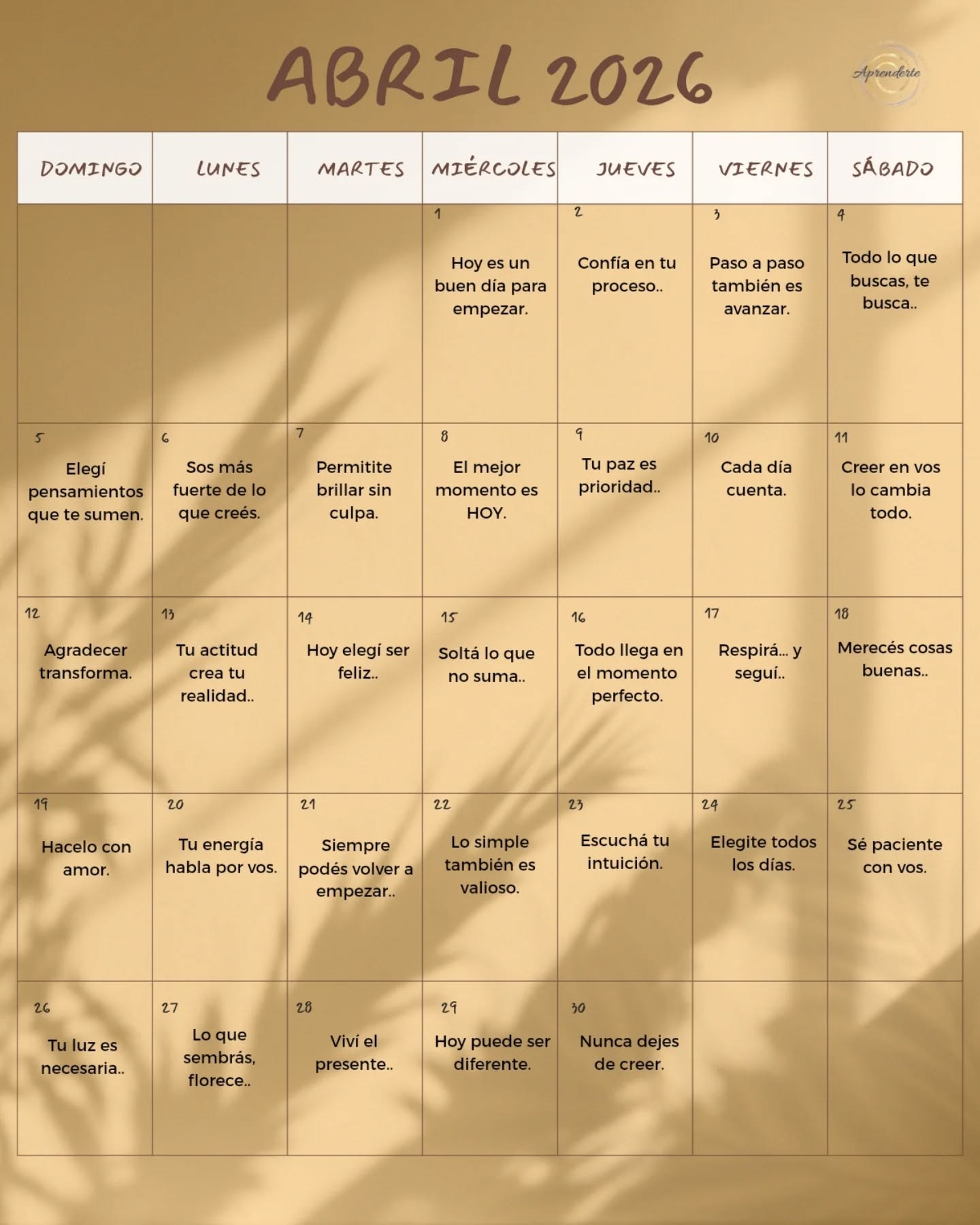 Abril. 30 nuevos comienzos.