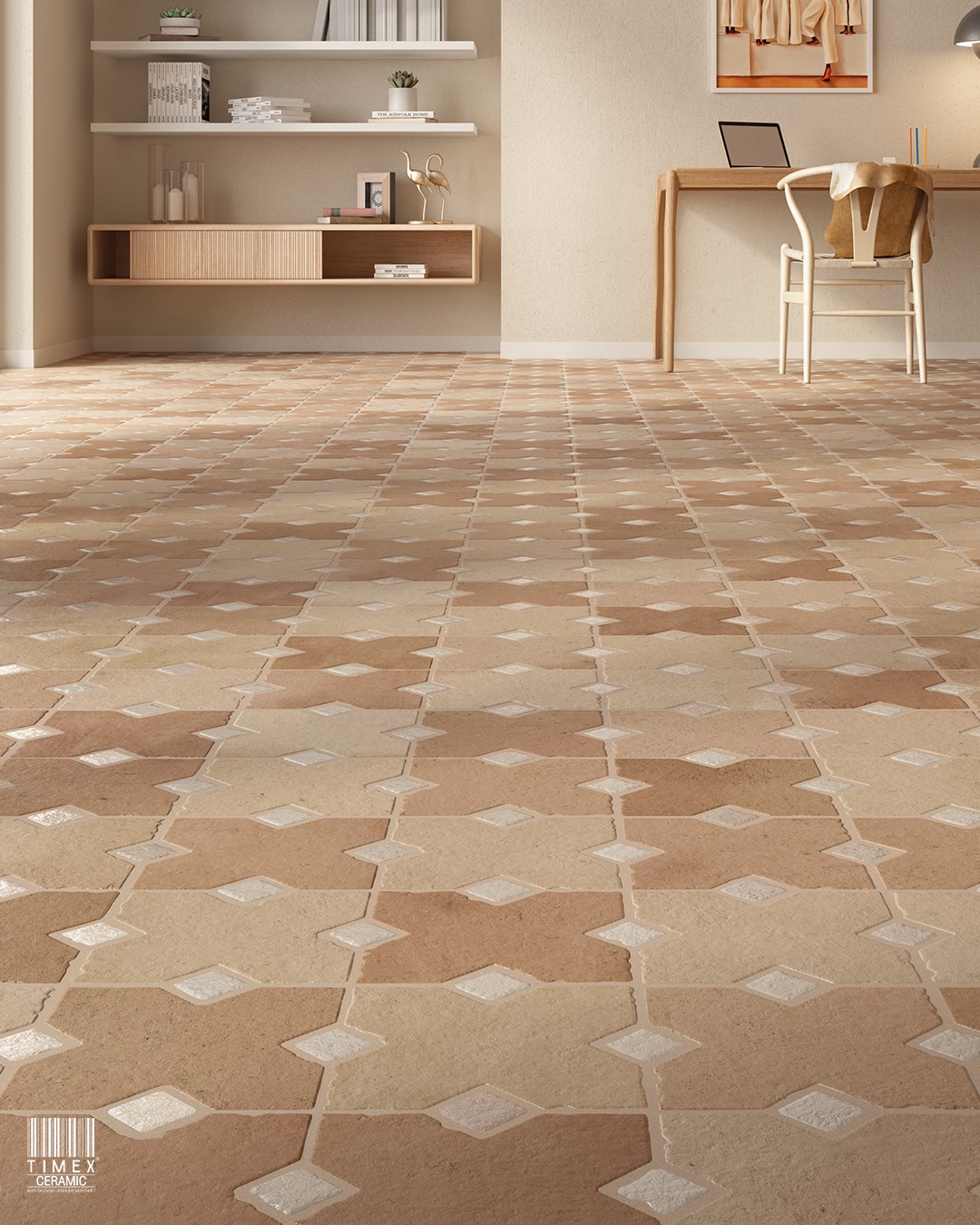 The floor doesn’t just support the space. It defines it.
This tile introduces a patterned surface that quietly elevates the entire environment. The interplay of tonal variation and geometric detail creates a sense of depth that feels both grounded and refined.
Its textured character brings warmth into the space, while the structured layout maintains visual discipline. This balance allows the floor to stand out without overwhelming the surrounding elements.
Across dining areas, living zones, or entryways, it shapes the overall ambience, making the space feel considered, cohesive, and complete.
A surface that builds atmosphere from the ground up.
Explore the full details on our website
#FloorTileDesign #CeramicTilesIndia #InteriorAmbience #Surface Design