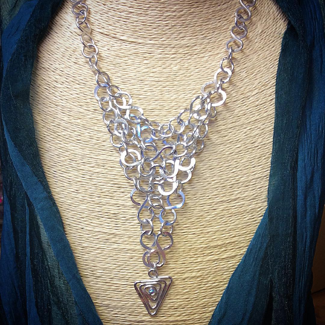Waterfall 'chunky' chain necklace created in aluminium wire.
