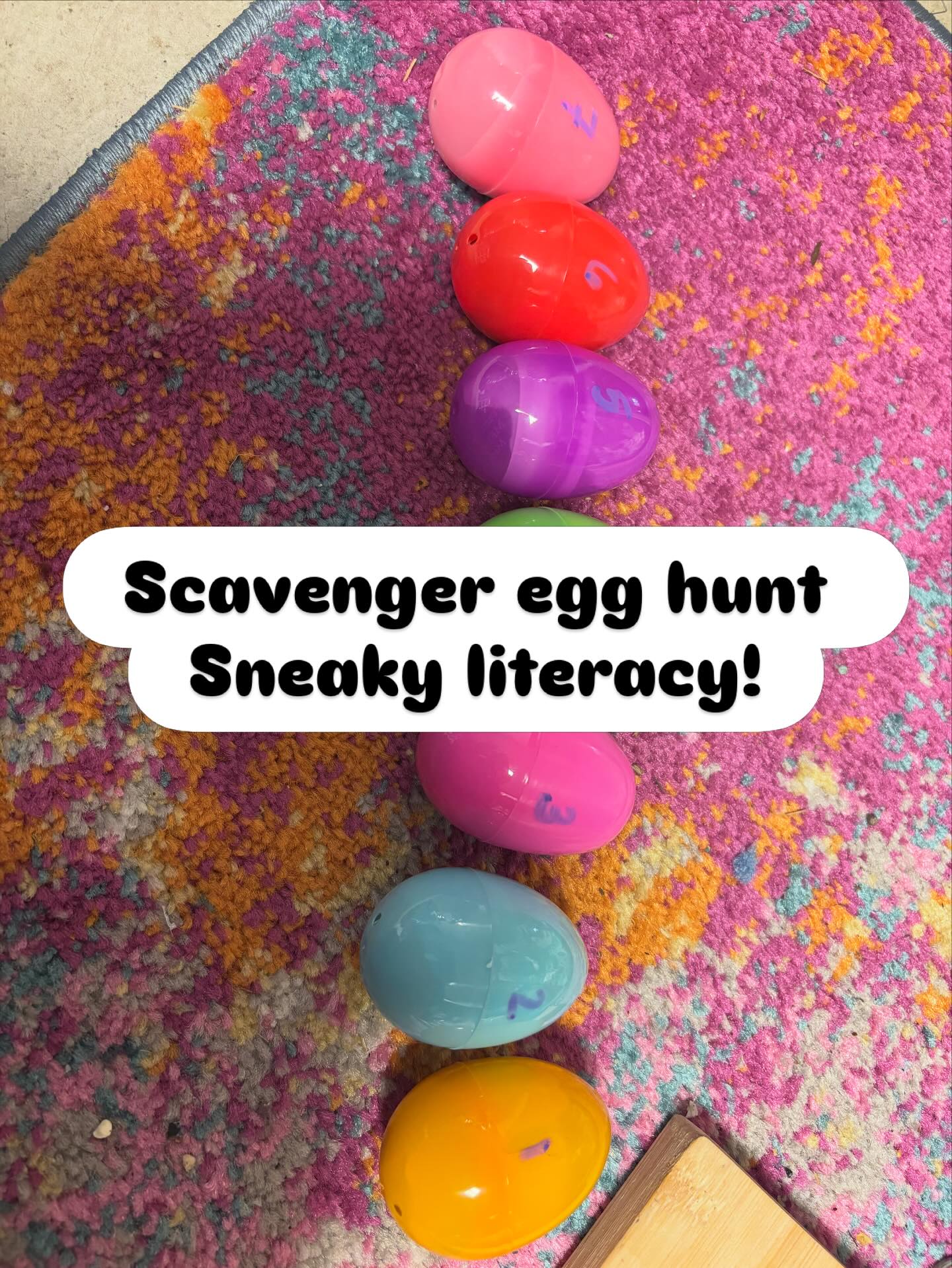 Each of these eggs hold a clue written en español that the kids have to read and then find the next egg! Each one also has a Pokémon sticker :). Fun and reading!! Happy birthday to me! #scavengerhunt #literacy