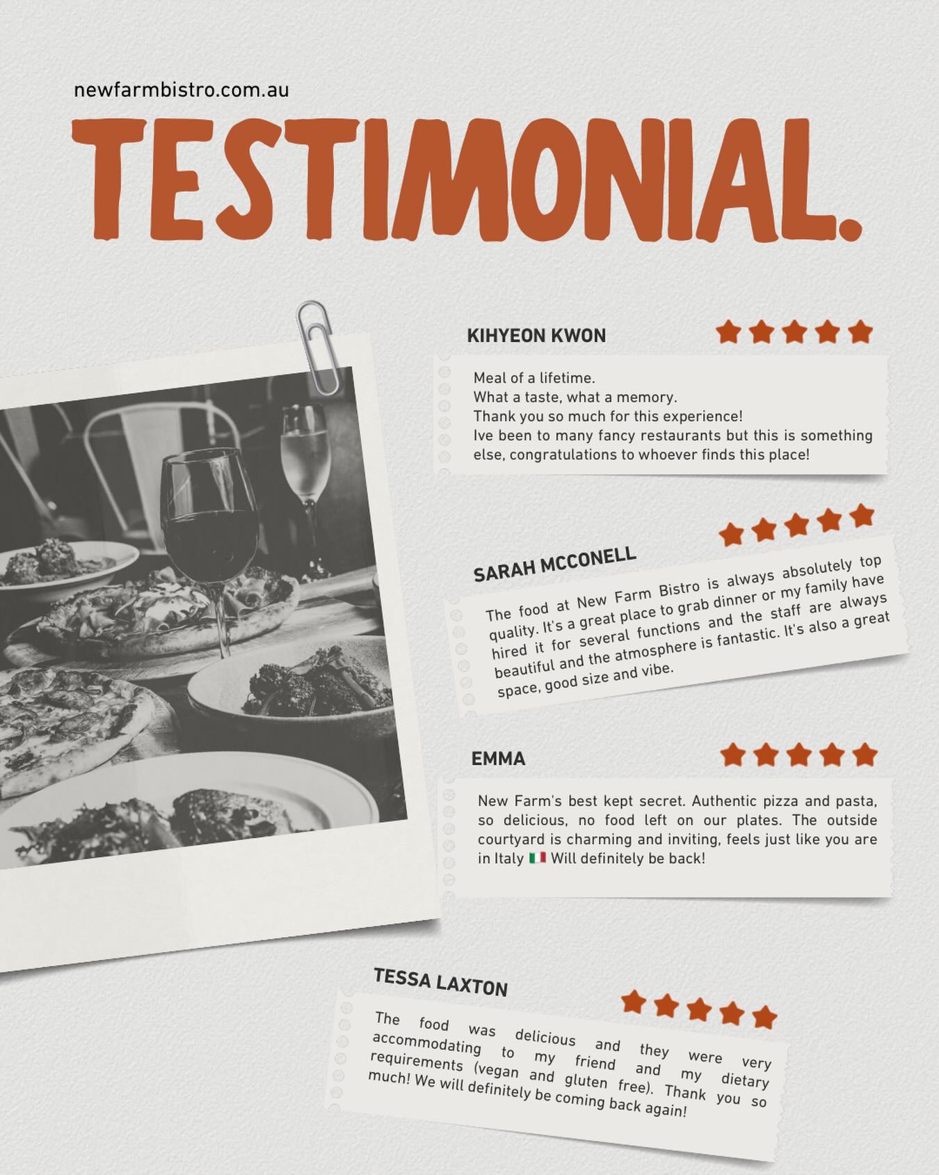 Just a few of the beautiful words from our customers 🤍
It means the world to see so many of you loving New Farm Bistro as much as we do. Feeling very blessed ✨