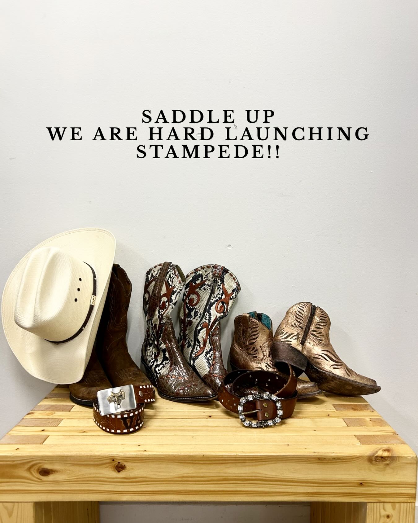 Who doesn’t want to prepare for the best season months in advance …. STAMPEDE 🤠
.
Stampede will be hitting our floor tomorrow! Come grab a pair of boots while we got ‘em!