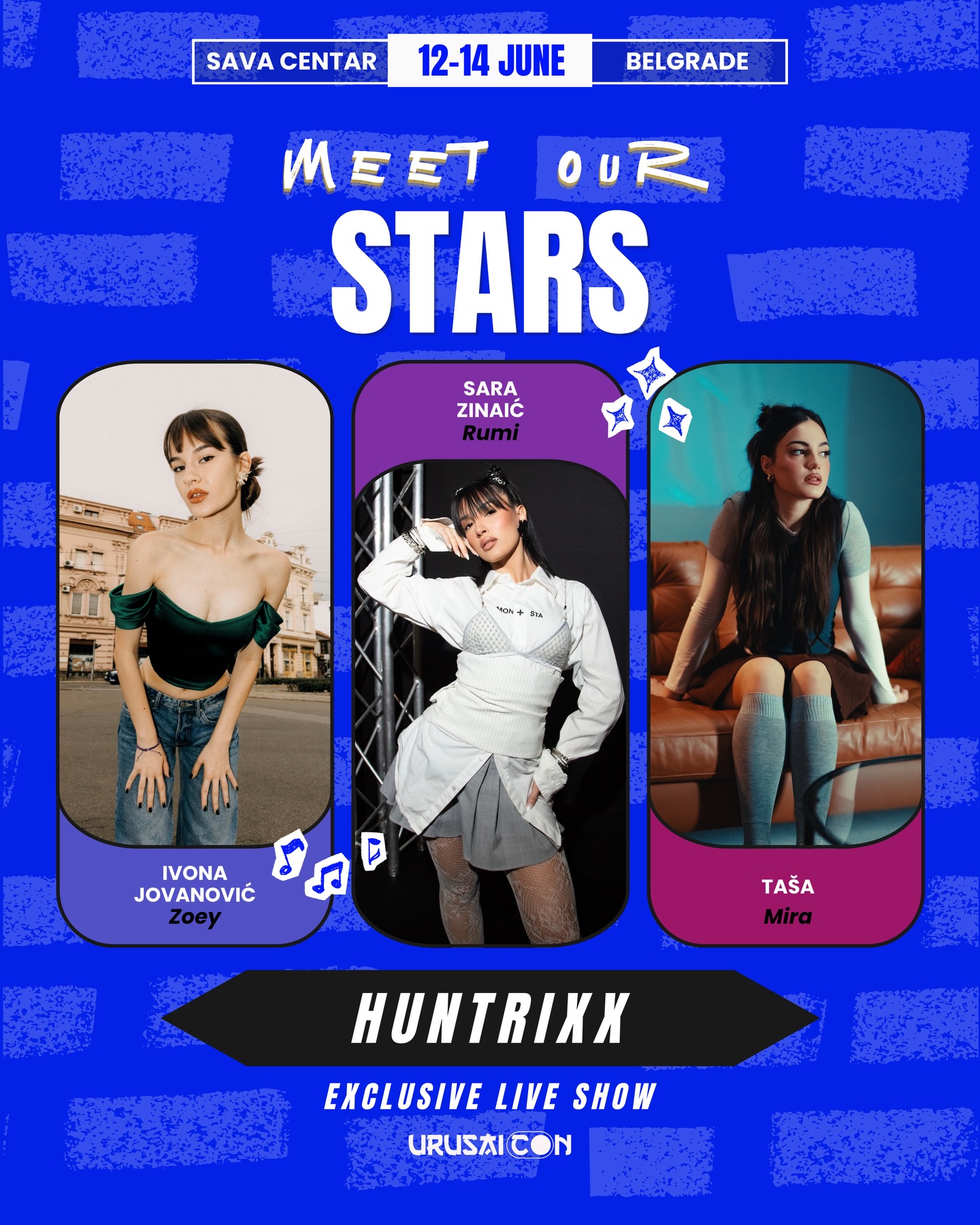 Urusai Con 2026 predstavlja ekskluzivni live show u kojem nastupaju @sarazinaic @tasakrunic @__ivonajovanovic__ @cactusdancecrew inspirisan HUNTR/X univerzumom 🌟
📍Main stage | 13. jun @sava.centar
Show je osmišljen kao jedinstveno scensko iskustvo koje možete videti i čuti samo na Urusai Conu!
🎫 Trk po ulaznice na @tickets.rs i provedite nezaboravan vikend u svetu popularne kulture. Ako propustite, kasnite, a mi ne praštamo 💨