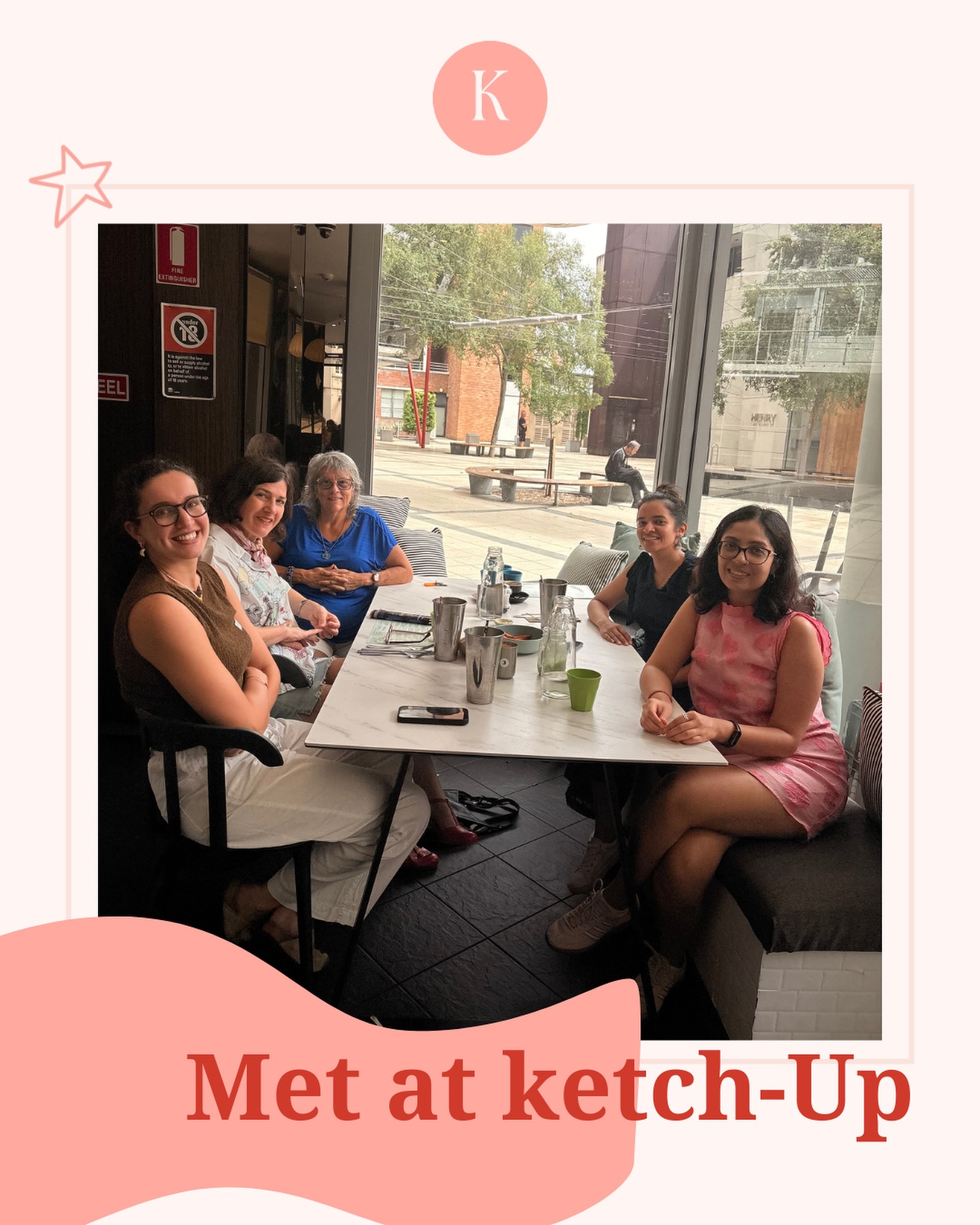 A table so wholesome filled with wisdom and shared by a common feeling of meeting new people❣️
Ps: Sue & Nicky have been coming to ketchUp for a year now and have bonded to be great friends who hangout occasionally outside of ketch-Up as well 💛
Show up, but show up consistently ✨
#sydneyevents #womensupportingwomen #sydneygirls #womencommunity