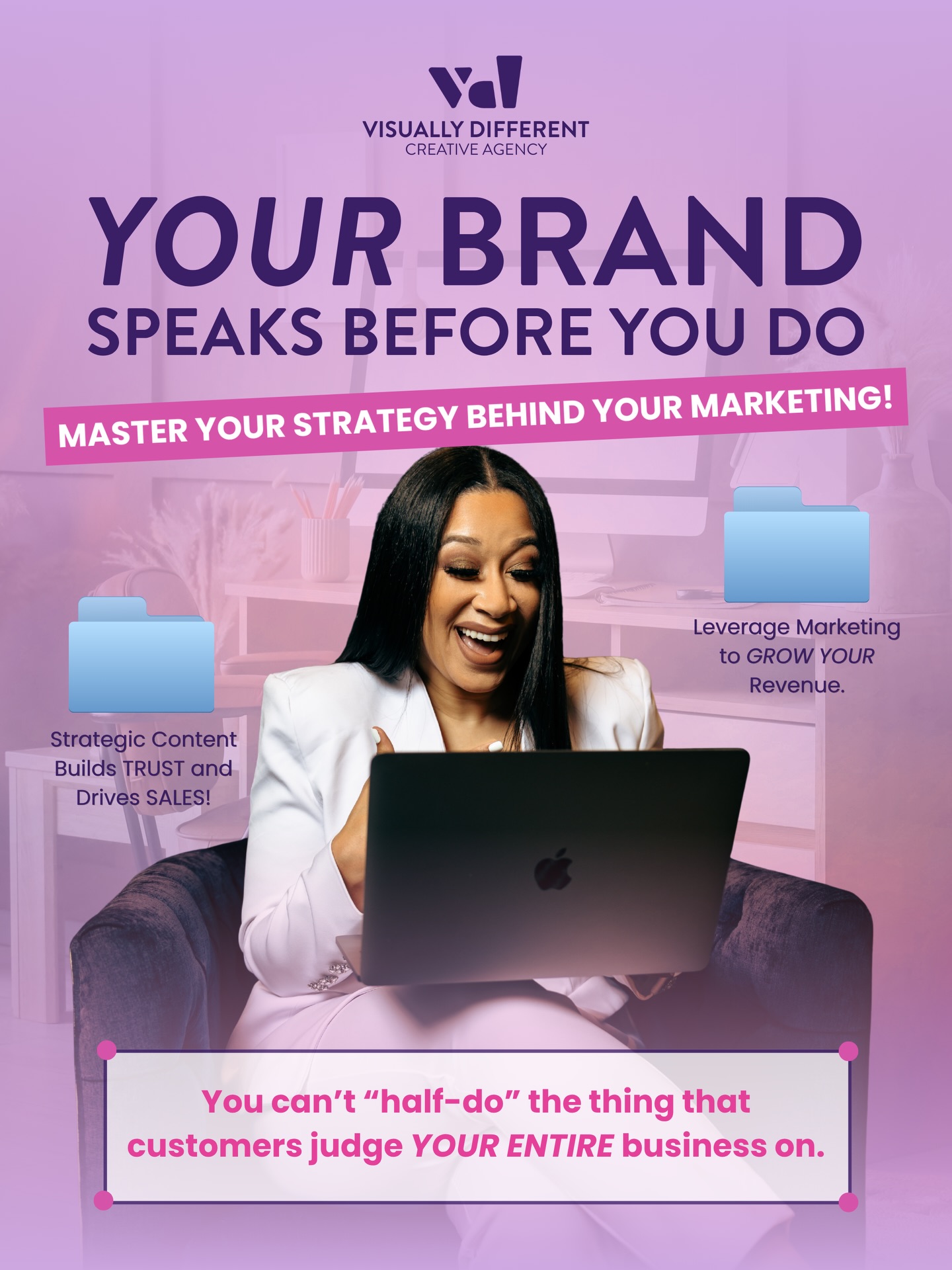 📣 Branding and Marketing ARE NOT EXTRAS! 📣
They’re the first impression, the trust builder, and the reason people choose you over everyone else.
If your business is ready for the next level, your presence has to match it.
Half effort equals half results. Every time.
You don’t need more ideas. You need alignment, clarity, and execution.
Stick around and I’ll giving you some tips and tricks on how to get started.
#CreativeAgencyDallasTexas #BusinessMarketing #BusinessBranding #AttractYourIdealClient #VisuallyDifferent