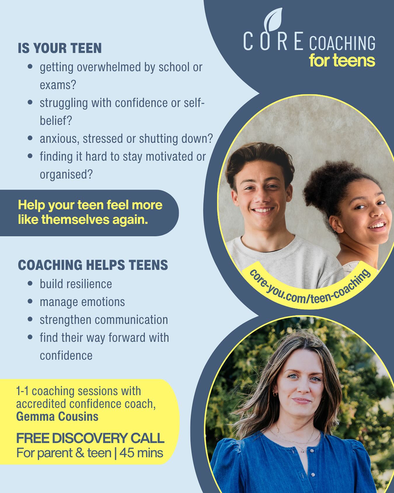 I really love working with young people.
There’s something about that moment when things start to make a bit more sense for them… when they realise “oh, that’s why I feel like that” or “that actually helps”.
A lot of teens are carrying quite a lot. School, exams, friendships, comparison, pressure to have it all figured out and they don’t always have a space to properly process any of it.
What I tend to see over time is more self-awareness creeping in. They start to notice what throws them off and what actually steadies them.
We find ways that work for them… not a generic plan.
That might be getting through exam periods without completely burning out, figuring out how to switch off properly, sorting sleep a bit, handling friendships differently, understanding what matters to them instead of just going along with everything.
It’s not about making them a different person. It’s more like helping them feel a bit more at home in themselves.
Having a space that’s just theirs, away from school, parents, expectations; it can make a big difference.
If you’ve been wondering about support for your teen, you’re very welcome to reach out.
Discovery calls include both of you and we can split the time or keep it together, whatever feels right.
link in bio 😊
#teenconfidence #parentingteens #teenwellbeing #confidencecoaching #examstress #teenanxiety #resilience #selfawareness #boundaries #sleephygiene #coachingforteens