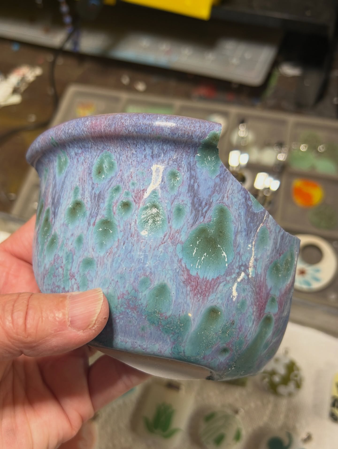About a month ago I broke my favorite bowl. It was my work bowl. Hundreds of bowls of soup have been cooked in it since 1999. So I did what any sane person would do, cry. And then turn it into something new. #brokenchina #handmadejewelry #bowl
