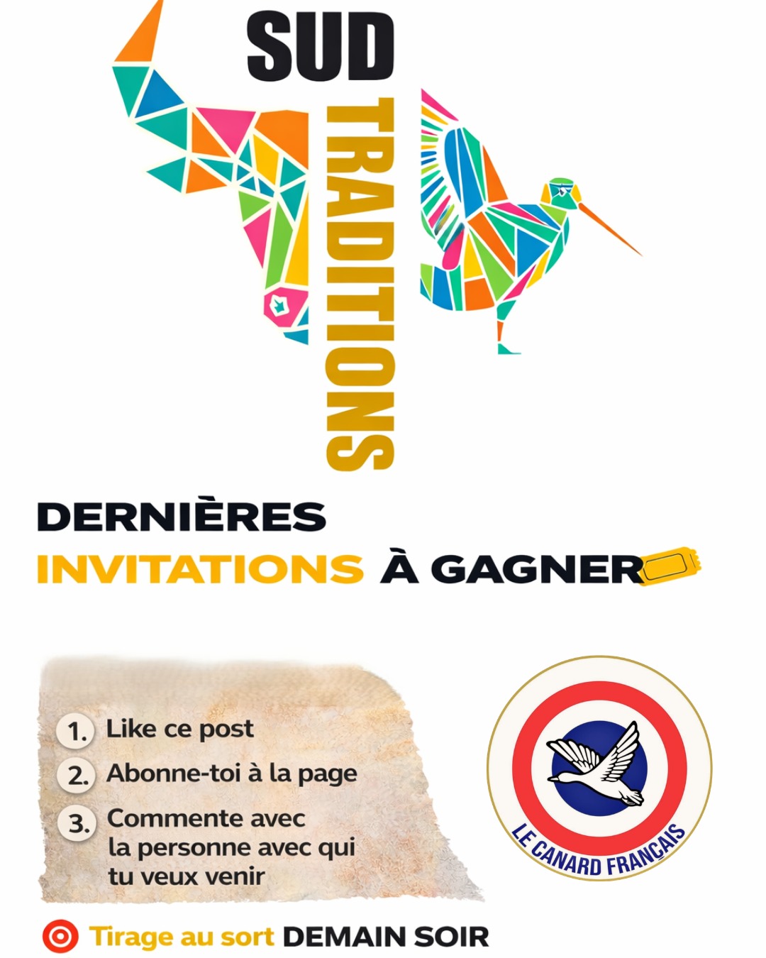 🎟️ DERNIÈRES INVITATIONS.
Si tu veux y être, c’est maintenant que ça se joue.
On te fait gagner tes places pour venir nous voir 👇
📅 10 • 11 • 12 avril
📍 Stand VT22
👉 Pour participer :
• Like
• Abonne-toi
• Commente avec la personne avec qui tu viens (et pourquoi)
🔁 +1 chance si tu partages en story en nous identifiant
(Oui, on vérifie.)
⏱️ Tirage demain soir
🎟️ Invitations envoyées en DM
⚠️ Les plus rapides gagnent. Les autres regardent.
👉 Et même si tu ne gagnes pas :
Passe au stand, dis que tu viens d’ici…
on devrait pouvoir faire quelque chose pour toi.
#concours #jeuconcours #concoursfrance #instaconcours
#sudtraditions #salonchasse #salonpleinair #salon2026
#chasse #chasseurs #passionchasse #nature #pleinair
#camargue #provence #maillane #suddelafrance
#sortirensud #weekendfrance #evenement
#lecanardfrancais #marquefrancaise #madeinfrance