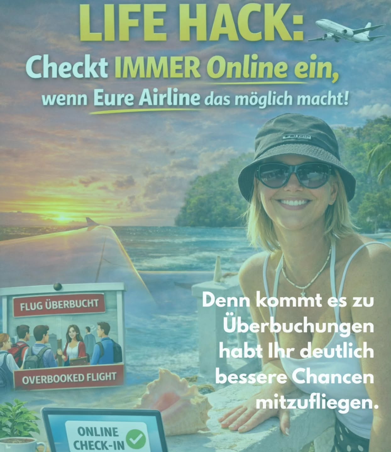 ✈️ 𝗙𝗟𝗨𝗚 Ü𝗕𝗘𝗥𝗕𝗨𝗖𝗛𝗧?! 𝗦𝗼 𝗸𝗼𝗺𝗺𝘀𝘁 𝗱𝘂 𝘁𝗿𝗼𝘁𝘇𝗱𝗲𝗺 𝗺𝗶𝘁…
Die meisten wissen das NICHT 👇
Wenn dein Flug überbucht ist, entscheidet oft die Check-in-Reihenfolge, wer mitfliegt.
👉 Bedeutet:
Wer zuerst online eincheckt, hat deutlich bessere Chancen, NICHT stehen zu bleiben.
💡 Lifehack:
Check IMMER online ein – am besten direkt, sobald es möglich ist!
Ich habe es auf meinen eigenen Reisen schon erlebt, dass Leute am Gate diskutieren…
…während andere schon entspannt im Flieger sitzen 😅
📌 Also merke:
Online Check-in = bessere Chancen ✈️
💾 Speicher dir das ab, damit du es vor deinem nächsten Flug nicht vergisst!
👇 War dein Flug schon mal überbucht? Schreib’s in die Kommentare!
#Dreamtours_Daniela_Anders
#reisehacks #Reiseberatung #reisebürosachsen #reiseberatungchemnitz