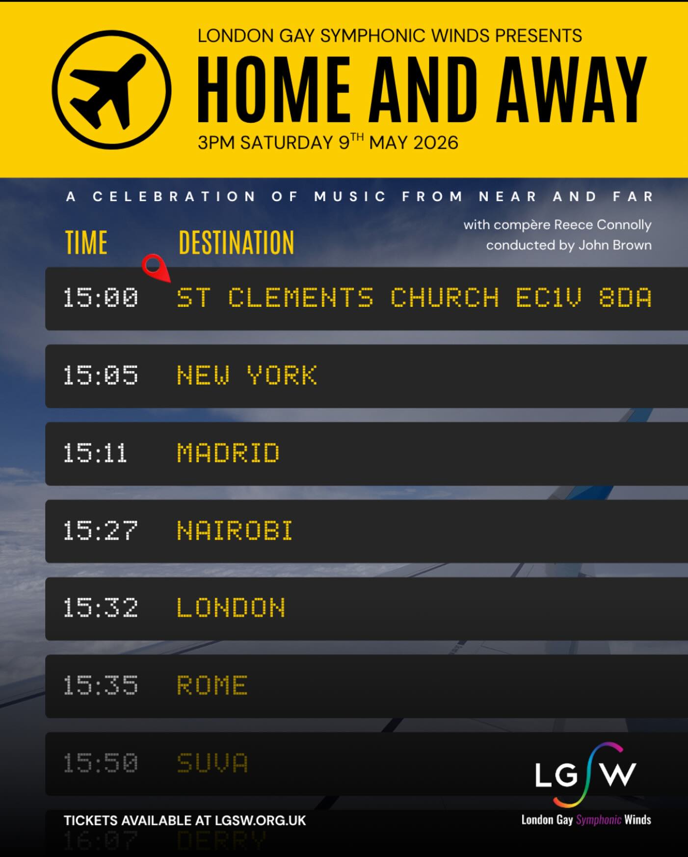 LGSW’s Spring Concert has dropped!! 💐
Join us on May 9 at 3pm, where our concert will take you ‘Home and Away’ with a fabulous programme of music inspired by destinations near and far ✈️
Experience awe-inspiring film scores, rhythmic wind band classics, and international musical theatre hits, all in one night 🌍
Tickets at the link in bio - book your musical escape now!
#londongaysymphonicwinds #windband #lgbtqlondon #lgbtqmusic