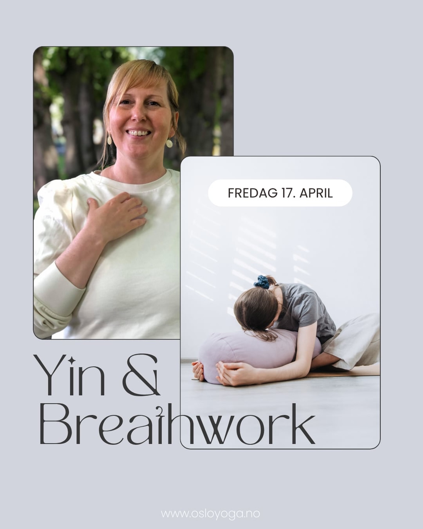 Fredag 17 april kl 17.30-19.30 inviterer @fatima.sidhree til en frigjørende kveld med yin-yoga og breathwork. 🧘🏻♀️
Her får du puste dypt og lenge slik at den friske pusten vitaliserer deg og du kan slippe gamle spenninger. De hvilende yogastillingene kan hjelpe nervesystemet til å gå inn i ro- og hvilemodus.🌸🍃
www.osloyoga.no/events
