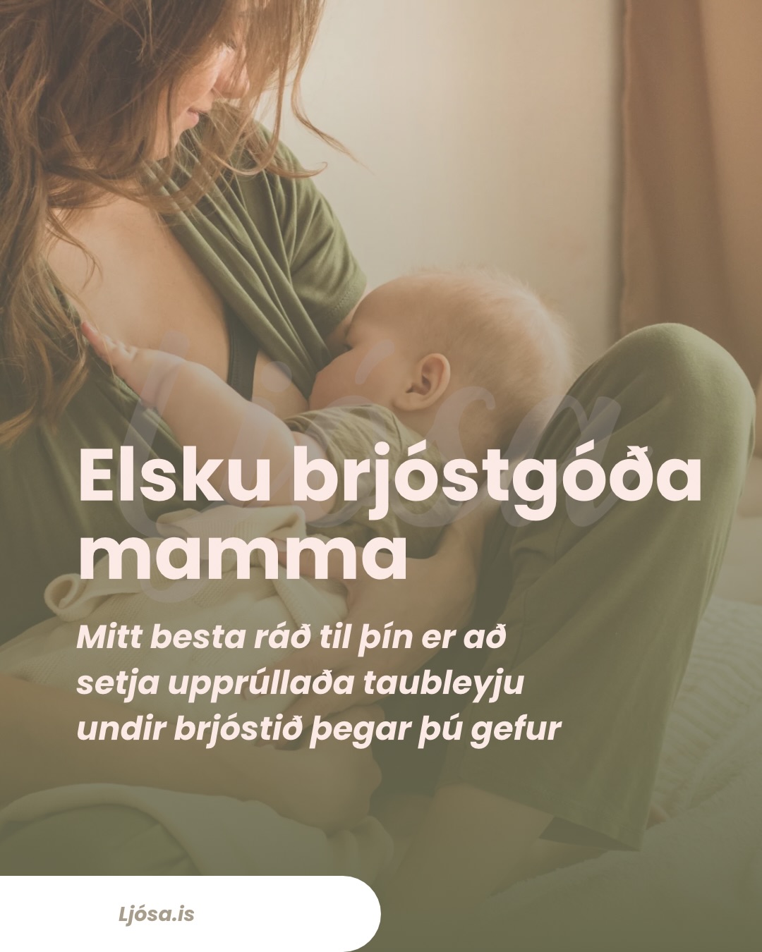 Stór brjóst geta stundum gert brjóstagjöf örlítið flóknari en með litlum ráðum er hægt að auka bæði þægindi og árangur 🤍
Að setja upprúllaða tauleyju,handklæði eða þunnan púða undir brjóstið getur hjálpað til við að lyfta því örlítið. Það gerir barninu auðveldara að ná góðu taki, minnkar tog á húðina og getur dregið úr spennu í öxlum og baki hjá móðurinni.
Þetta er einföld leið til að bæta líkamsstöðu, styðja betur við brjóstið og skapa rólegra og þægilegri brjóstagjöf fyrir ykkur bæði ✨
Mundu að það sem skiptir mestu máli er að finna það sem virkar fyrir þig og barnið þitt 💛
Alls konar tips og fróðleikur er á námskeiðinu okkar hjá Ljósu 🫶🏻