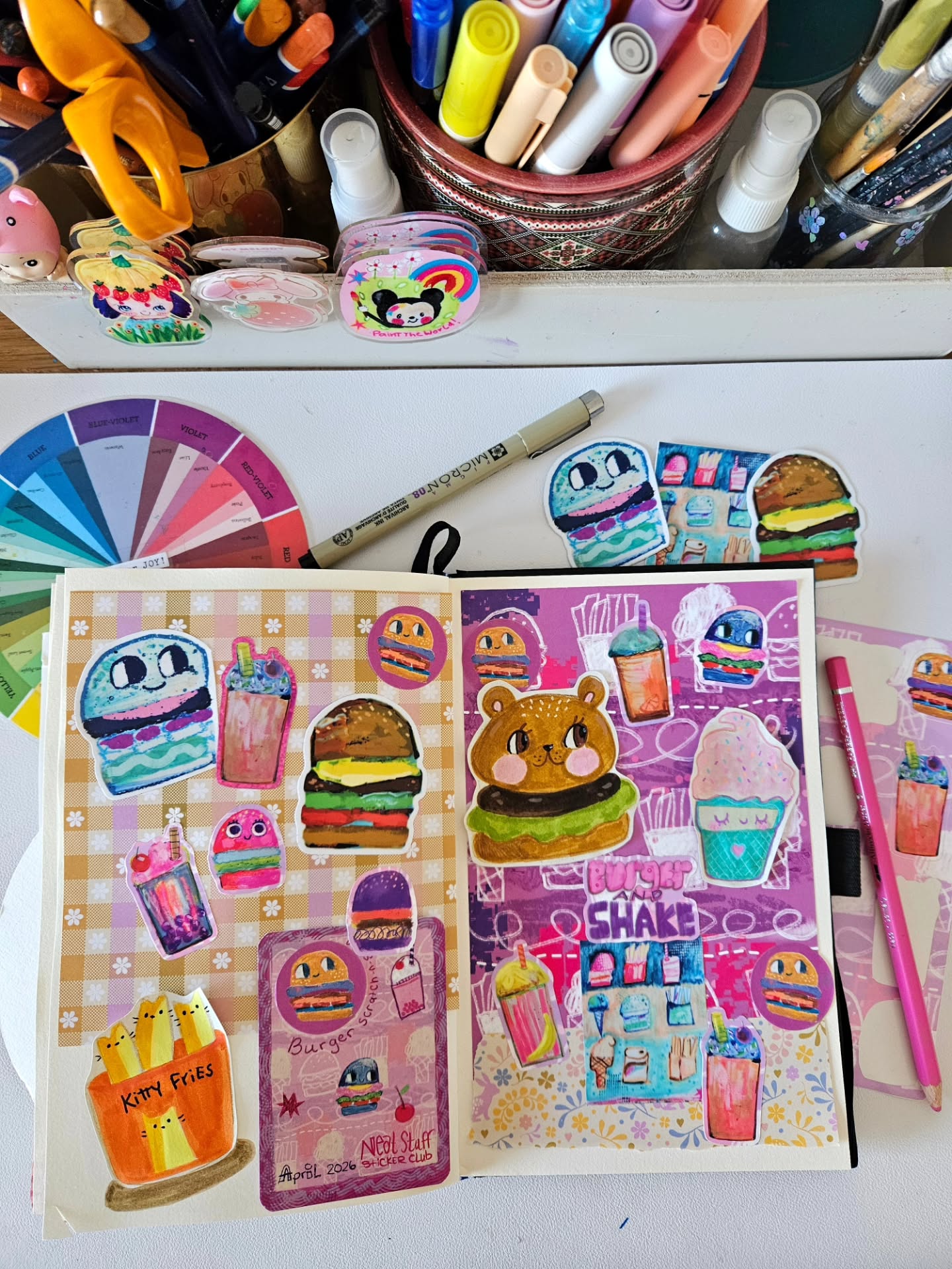 Hamburger and shake 🍔🥤 April pages inspired by Neat Stuff sticker club by @mindy_lacefield
These are always so much fun to create!
.
.
.
#artjournal #sketchbook #journalpages #neatstuffstickerclub