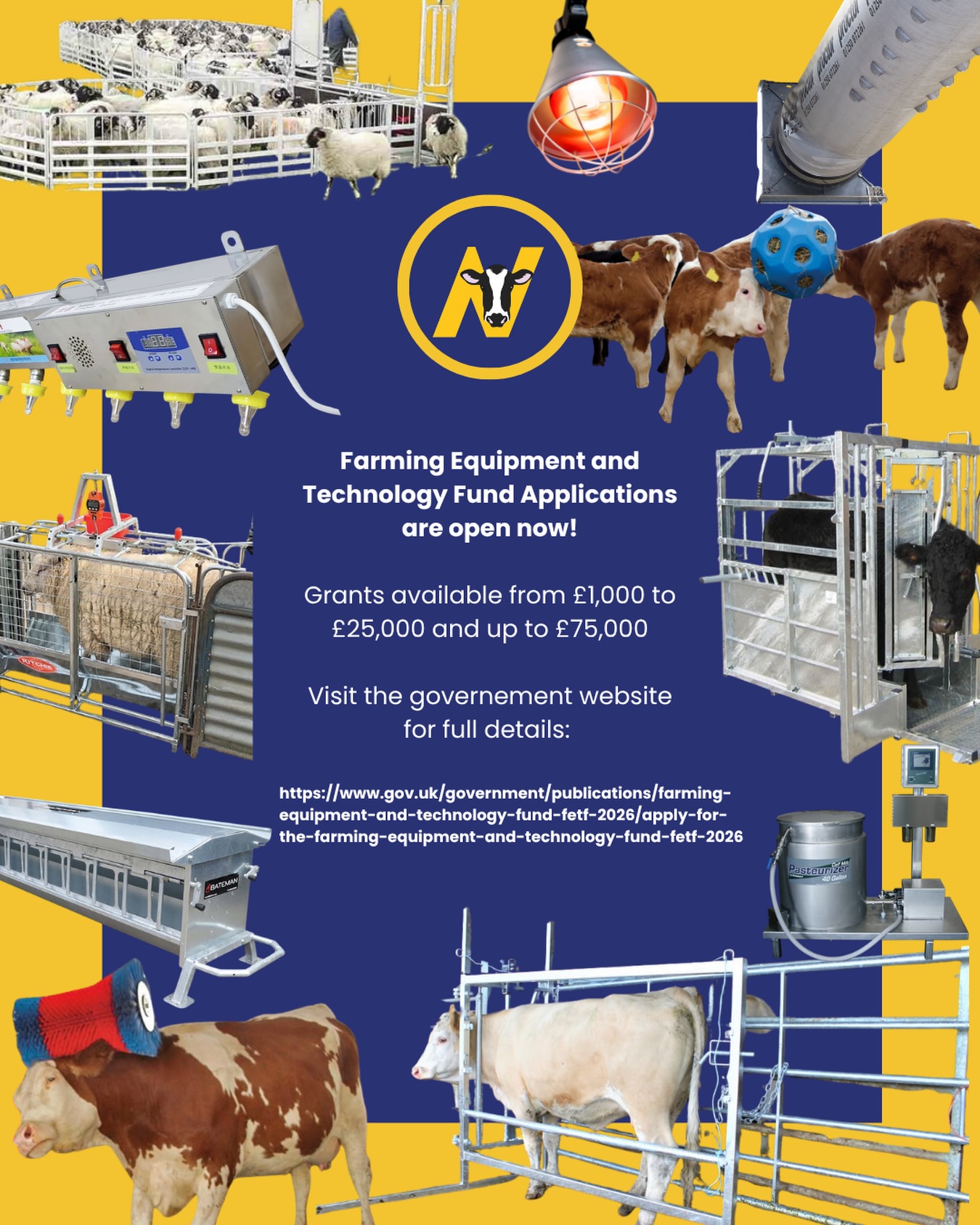 Taking a break to snack on some Easter chocolate? Why not have a look at the Farming Equipment and Technology Fund. Grants of £1,000-£25,000 are available to put towards equipment and technology to improve: animal health and welfare, productivity and slurry management. You can apply for up to £75,000 across all three themes. The pictures above show just a small selection of the equipment covered by the fund.
Find out more via the link in our story.
Applications close on the 28th of April so act fast if you’re interested!