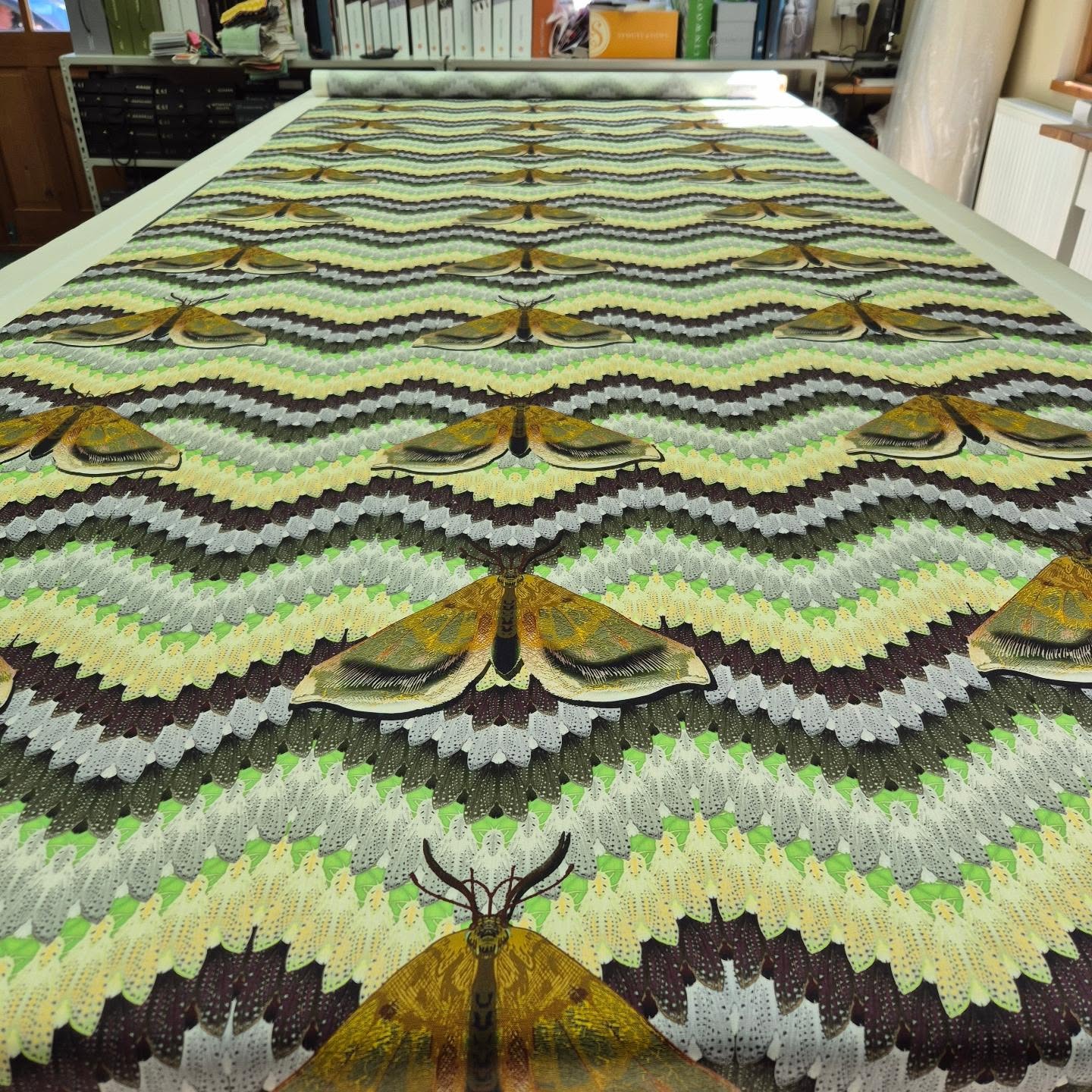 Checking off a real eye-catching fabric, Bell Moth from Timorous Beasties. It is destined to be made into a pair of large statement roman blinds for the library of a local manor house. Watch this space.....
#walkerandwalker #handmadecurtains #reupholstery #softfurnishingsmaker #softfurnishings #handmadesoftfurnishings #handmade #curtainmaker #reupholsterer #handmaderomanblinds #madetomeasure #romanblindmaker #romanblinds #handmadecushions #cushions #swagsandtails #timorousbeasties