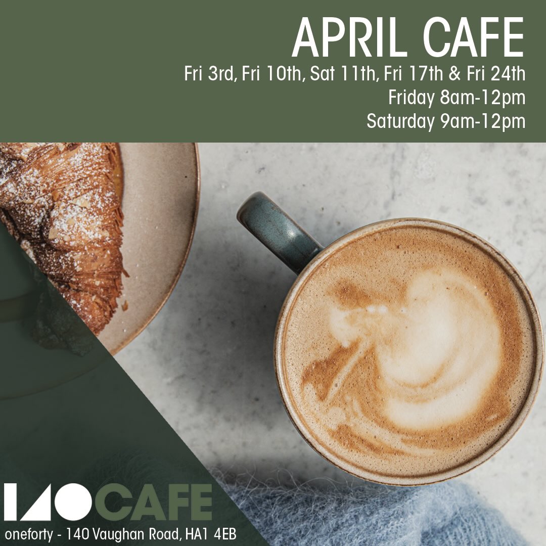 🫖☕️🥐🍞
April Cafe dates
📆 Fri 3rd (yes - open Good Friday), Fri 10th, Sat 11th, Fri 17th & Fri 24th
⏱️ 8am-12pm (Friday’s)
⏱️ 9am-1pm (Saturday’s)
📍oneforty - 140 Vaughan Road, Harrow, HA1 4EB
🚝 West Harrow Station
#westharrow #harrowonthehill #smallbusiness #cafe