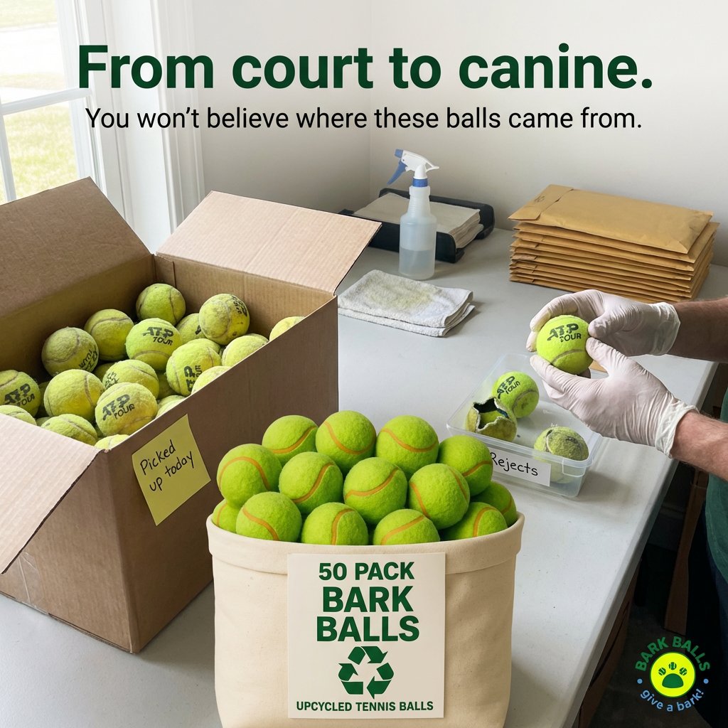 You won't believe where these balls came from. 🎾
Seriously. One day they're flying across a tennis court. The next? They're heading to your dog's mouth.
Here's how the magic happens:
We collect used balls from local tennis clubs (yes, we actually show up and haul them). Every single ball gets hand-inspected. Too torn? Rejected. Cracked? Rejected. Sketchy? Absolutely rejected.
The good ones get cleaned up and packed into your pup's next favorite 50-pack.
No chemicals. No coatings. Just second-chance balls ready for a first-class fetch session. 🐶
This is the circular economy in action. Court to canine, one ball at a time.
→ Grab your pack at the link in bio!
www.barkballs.com
#BarkBalls #FromCourtToCanine #PUPcycle #EcoFriendlyDogs #SustainablePetToys #DogLovers #FetchLife #UpcycledTennisBalls #GreenPetBrand #BarkBallsPuppy