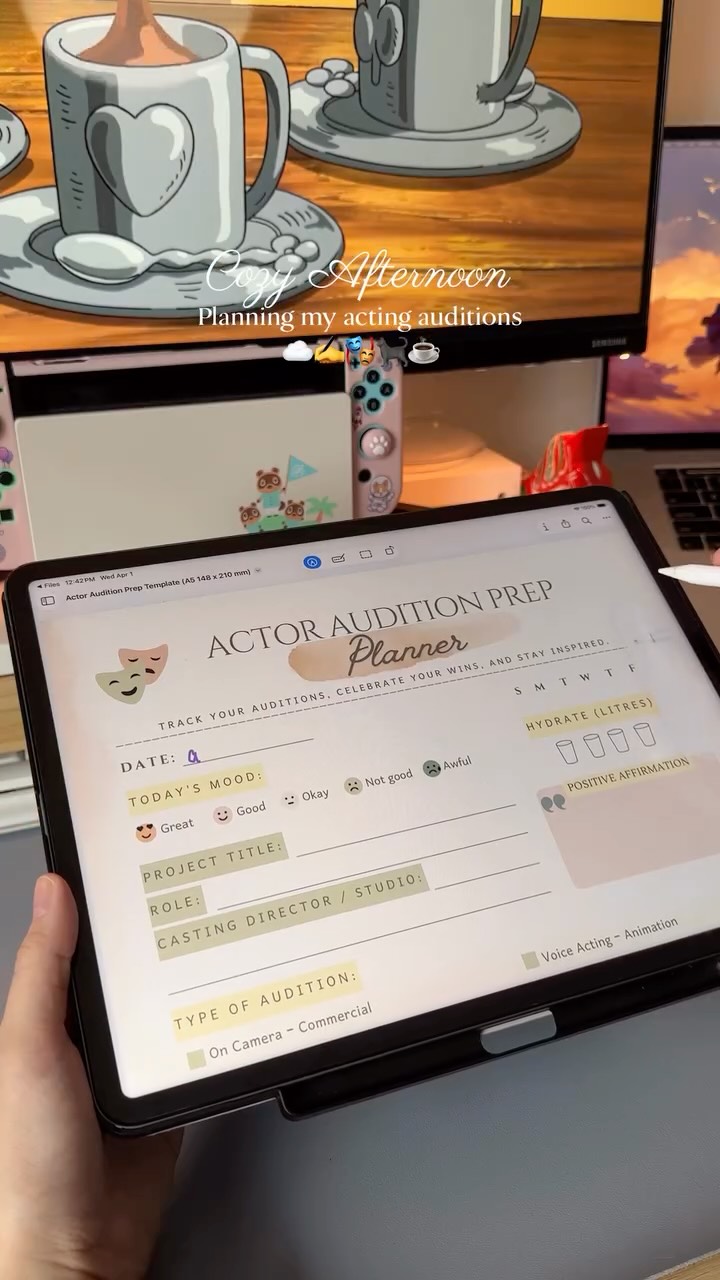 A cozy afternoon of text analysis 🌷🎬✍️ Get templates👇
As an actor I’m always doing text analysis and regularly keep track of my auditions. As a planner girl, through and through… I need to write down everything that’s going on in my day but I couldn’t find planner templates specifically for actors anywhere! So I made my own!
If you’re an actor of any kind (theatre, film, vo, etc.) this reusable audition template will help you through your audition process!
➡️You can check out my templates in my bio! (I plan on making more for regular day use soon)
🌼 p.s. I was losing my mind watching the first 2 episodes of Witch Hat Atelier. Seriously such an amazing anime!
🏷️ #audition #voiceacting #voiceactor #cozyday #actorslife