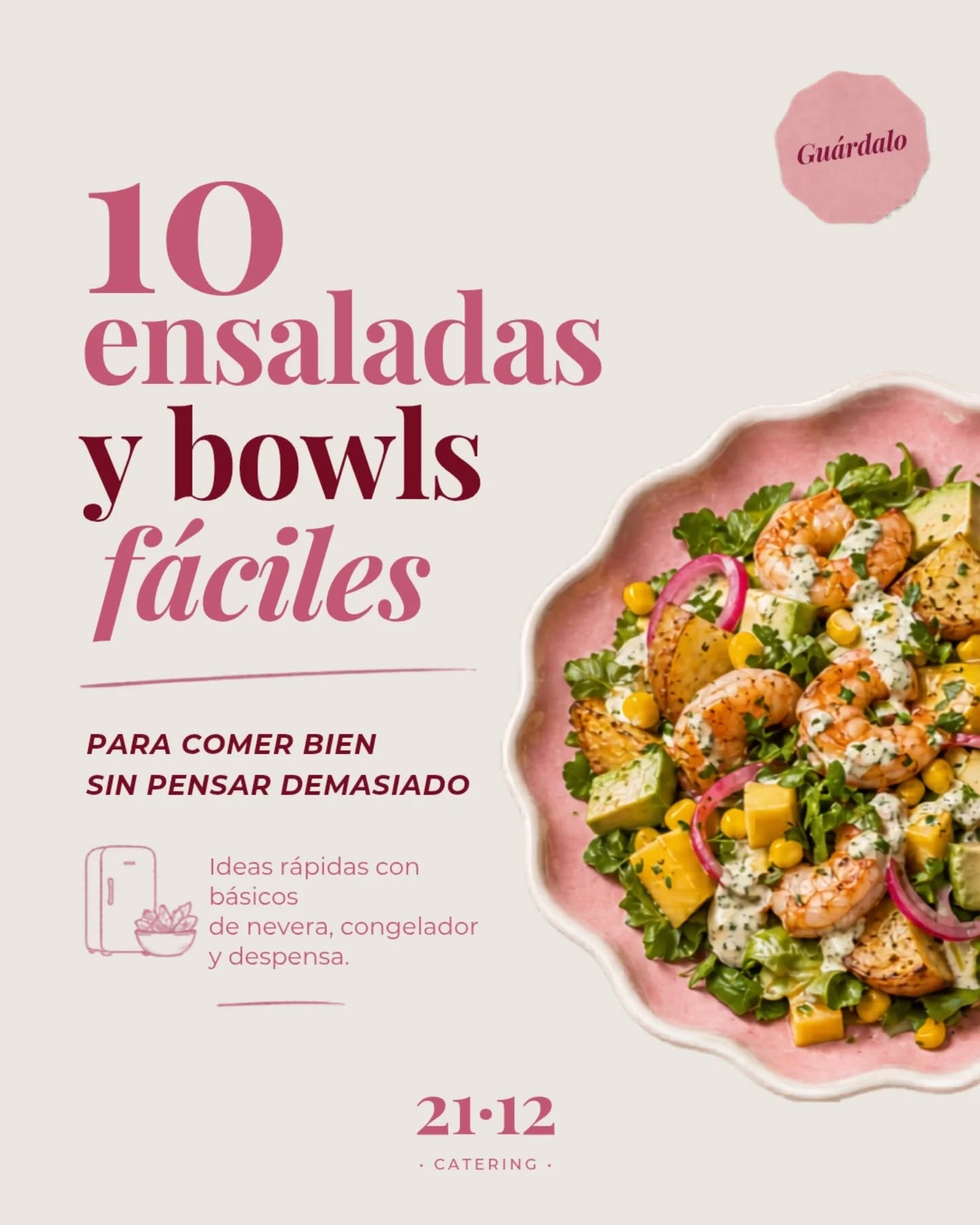 🥗 10 ensaladas y bowls fáciles para comer bien sin pensar demasiado.
Porque no, comer bien entre semana no va de hacer recetas complicadas todos los días.
Va de tener 4 básicos bien pensados y saber combinarlos:
🥔 una base saciante
🍗 una proteína
🥬 algo de verdura
🍋 un toque fresco o ácido
🥣 y un aliño rico que lo levante todo
Con arroz integral, quinoa, patata, lentejas, garbanzos, pollo, langostinos, atún, salmón, huevo, verduras asadas, cebolla encurtida, yogur, kéfir, especias y alguna conserva buena puedes montar comidas y cenas rápidas, saludables y nada aburridas.
La idea no es cocinar más.
Es pensar menos.
Tener bases listas.
Abrir nevera, congelador o despensa.
Y montar algo rico en 10 minutos.
En este carrusel te dejo ideas con:
🍤 langostinos + mango
🍗 pollo + verduras asadas
🧡 lentejas + calabaza + fresas
🥬 cogollos César con nuggets caseros
🥚 garbanzos crujientes + huevo
🐟 salmón + arroz crujiente
🥩 ternera estilo tataki
🍣 tartar de atún + wakame
🌽 quinoa + atún + maíz
🍋 pasta de lentejas + anchoa + limón
Guárdalo para esos días en los que quieres cuidarte, pero no tienes ganas de complicarte.
Y cuéntame: ¿eres más de bowl con arroz, ensalada con legumbre o patata tostada en sartén? 👇
#ComerBienSinPensar #OrganizaciónSemanal #BowlsSaludables