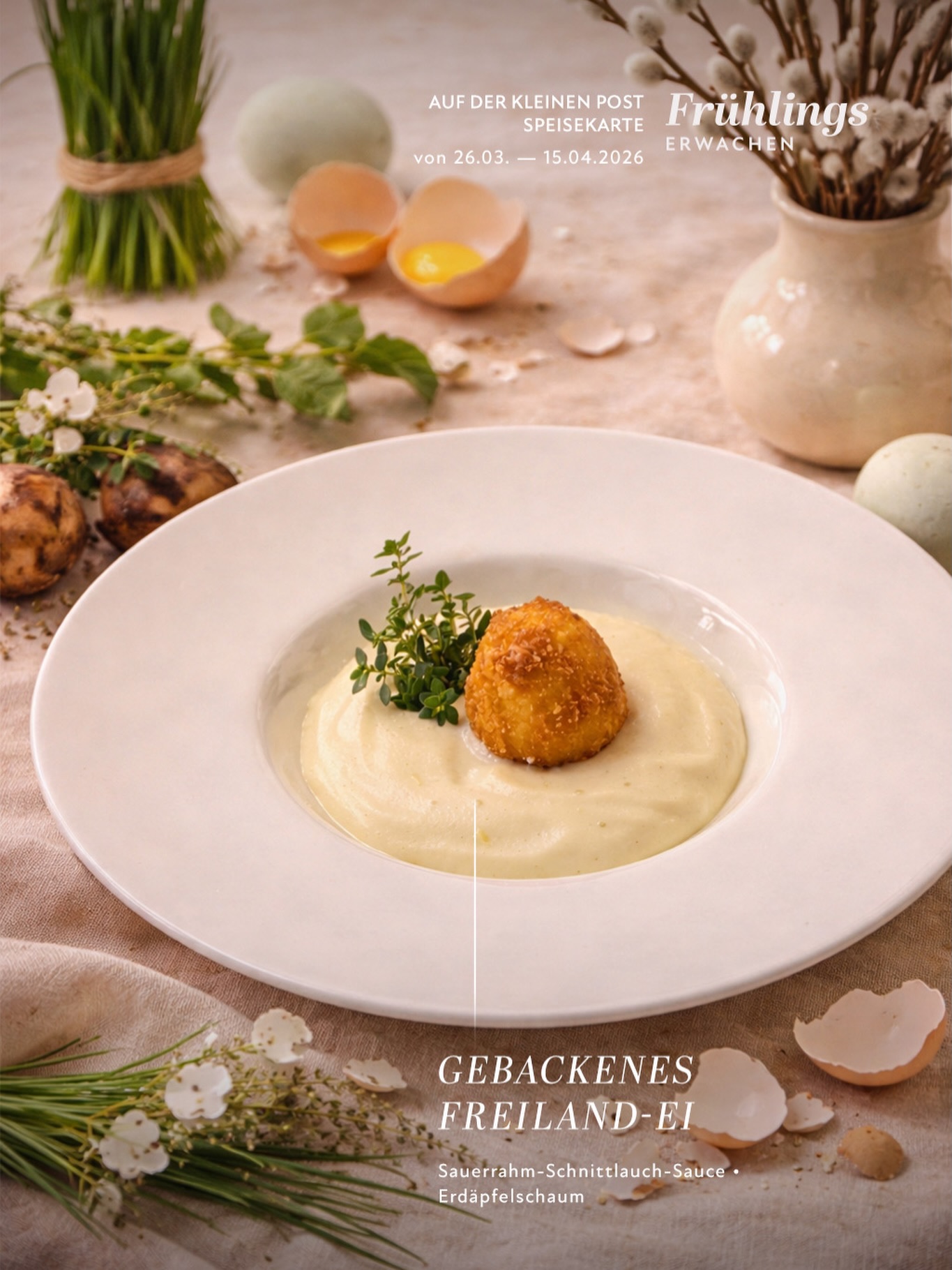 🥚 🍃 🌼 Gebackenes Freiland-Ei - So schmeckt ein Gericht, das mit seiner Schlichtheit punktet.
Knusprig gebackenes Freiland-Ei, feine Sauerrahm-Schnittlauch-Sauce und cremiger Erdäpfelschaum – zart, rund und mit genau der richtigen Balance aus Frische und Genuss.
Klickt rein und holt euch Appetit auf einen Teller, der richtig Freude macht. ✨