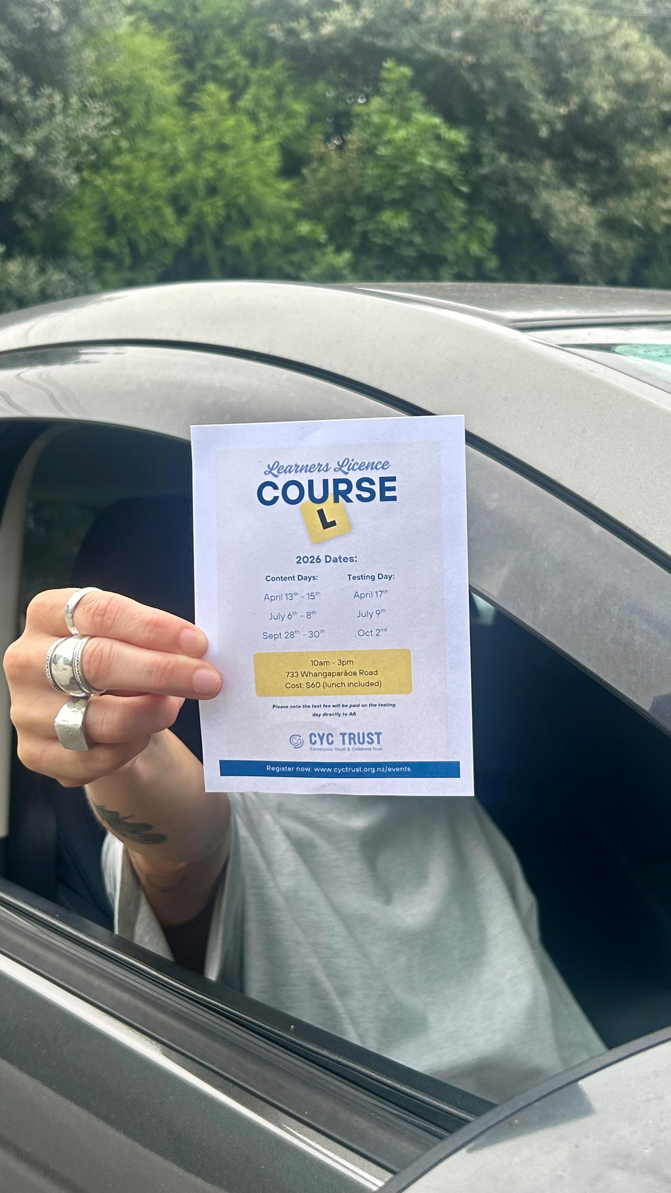 ONE WEEK TO GO 🏁
Our Learner License Course kicks off next Monday! This course will set you up with all the tools and knowledge to pass your test 🔓
Register online at cyctrust.org.nz