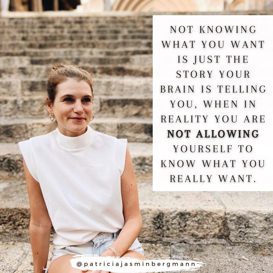 Not knowing what you want is just the story your brain is telling you, when in reality you are not allowing yourself to know what you really want.
That we don't seem to know what we want is actually only because our heads are full of stories and rules about what we SHOULD do.
Under the weight of all these logical reasons, rules & expectations we sometimes can't see our way and our real desires clearly.
Here are 3 questions that will help you uncover what you really want:
1) If there were no evaluation from others, what do you want?
2) If you already had enough money, what would you want?
3) If time didn't matter, what would you do?
.
.
.
.
.
#unstuck #unstuckyourself #innerwisdom #liveyourtruth #knowyourself #doyourthing #liveyourbestlifenow #trustyourself #selftrust #haveyourownback #confidencebuilding #authenticity #selfdiscovery #personalgrowthjourney #stoppeoplepleasing #perfectionismrecovery #dreamlifestyle